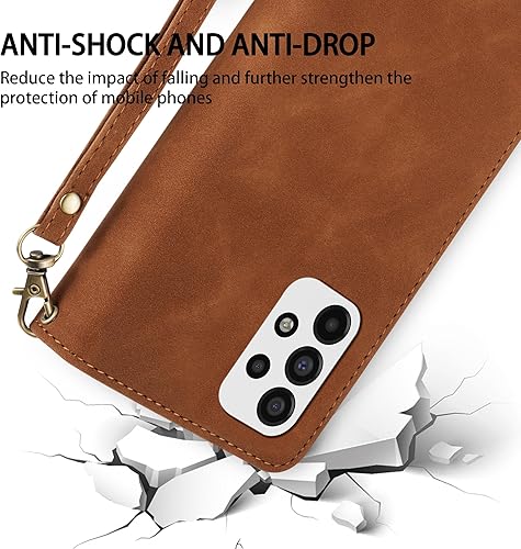 Miniatura 7 de ZZXX Funda para Samsung Galaxy A53 5G con ranura para tarjeta de bloqueo RFID, piel sintética suave de alta calidad, con cremallera, con correa para