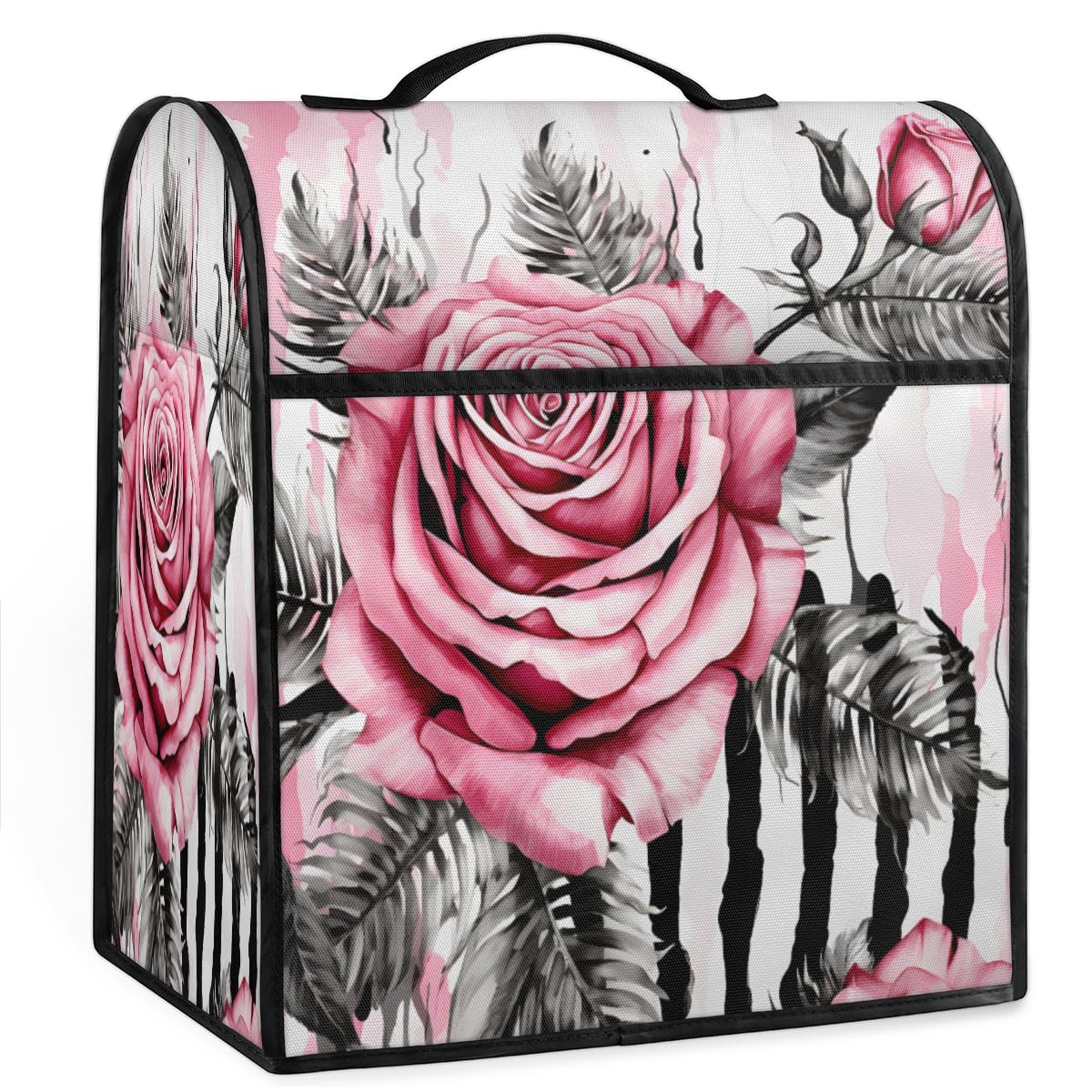 Coffee Maker Cover Flower Zebra Print Kitchen Appliance Covers Small Appliance Covers Blender Cover Juicer Cover Dust Covers for Kitchen Appliances with Top Handle and Pockets,Washable,C460