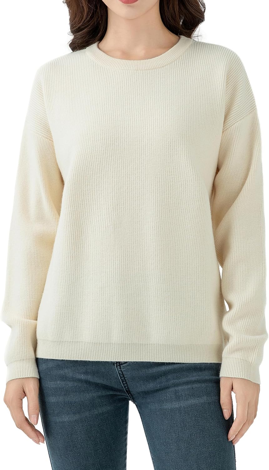 Simple&Opulence Casual Pullover Sweaters for Women,Long Sleeve Solid Color Crewneck Warm Tops