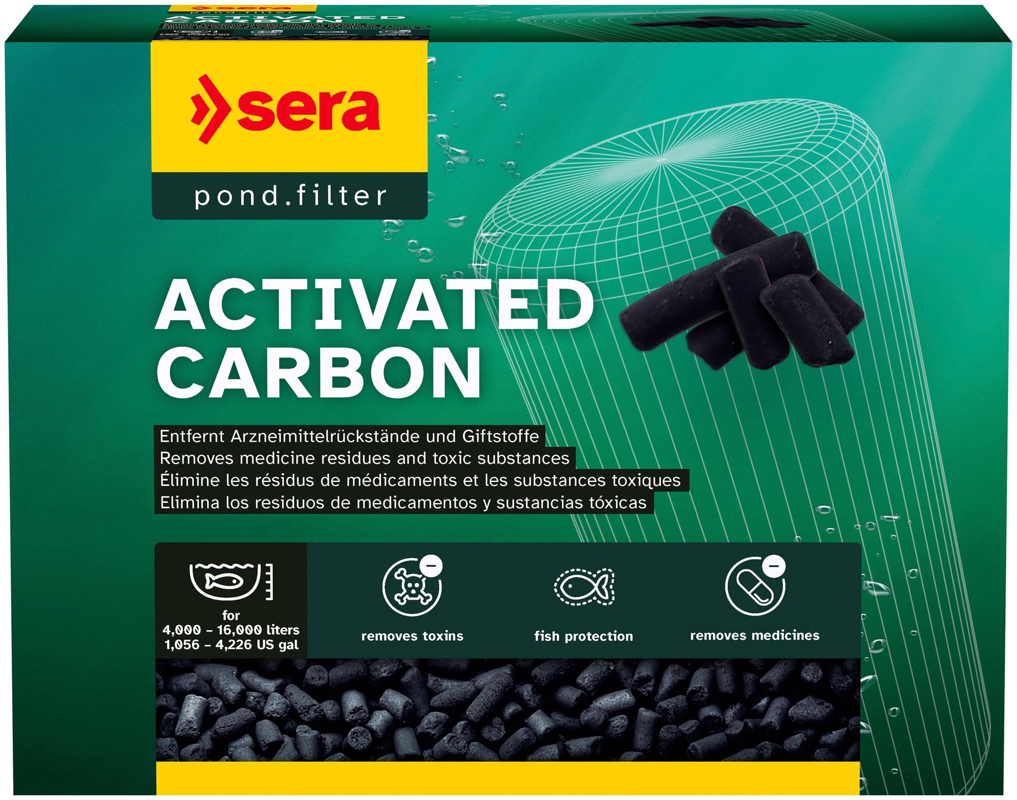sera Pond Activated Carbon 2 kg | Spezial-Aktivkohle für Teiche | Entfernt Arzneimittelreste, Umweltgifte & Pestizide | pH-neutral & nebenwirkungsfrei | Bis zu 6 Wochen wirksam