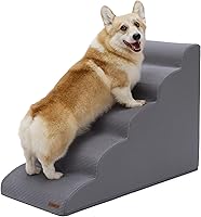 Vista 11 de Lesure - Escaleras para perros pequeños, rampa para cama alta y sofá con espuma certificada CertiPUR-US con parte inferior antideslizante, color Gris