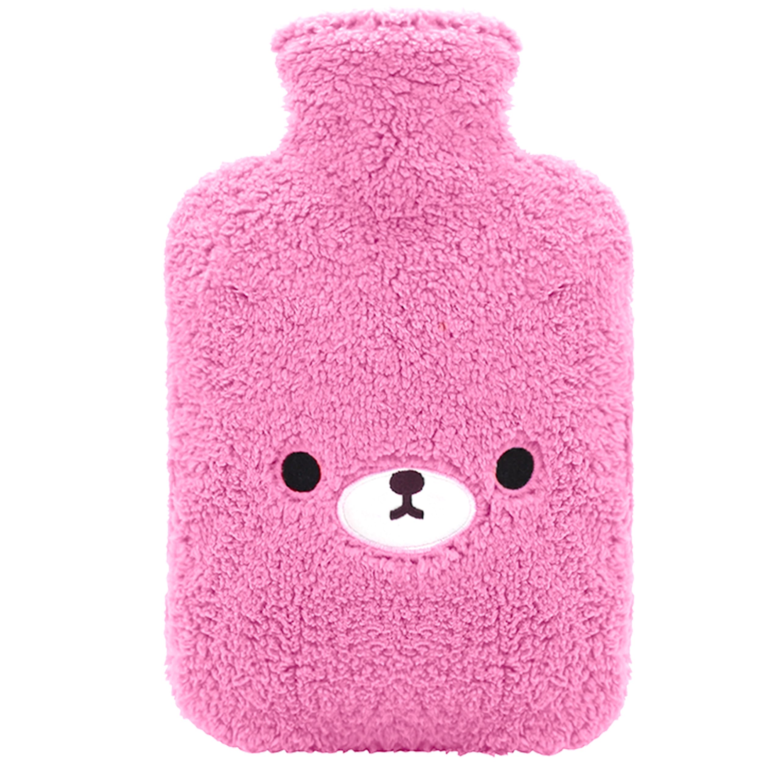 samply Wärmflasche mit kuschelig weichem Bezug, groß 2 Liter, süße Wärmflasche (Lila Bär)