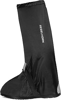 REBELHORN Thunder Waterproof Rain Cover for Motorcycle Boots Non-Slip Sole Elastic Bands Reflective Elements