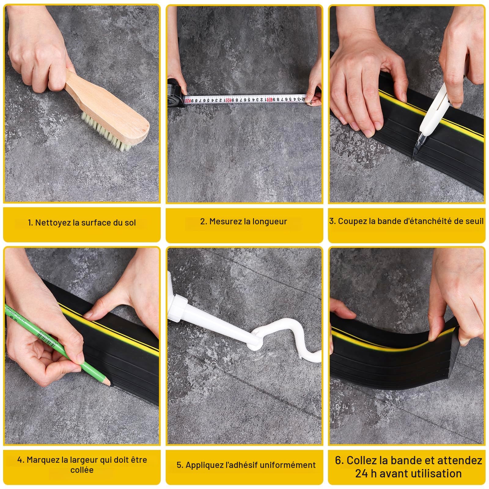 Joint de seuil de porte de garage 3M, Joint de Seuil Universelle, Joint de porte de garage Seuil d'étanchéité en caoutchouc pour les bas de porte basulante ou standard (Noir, 80mmx14mmx3m)
