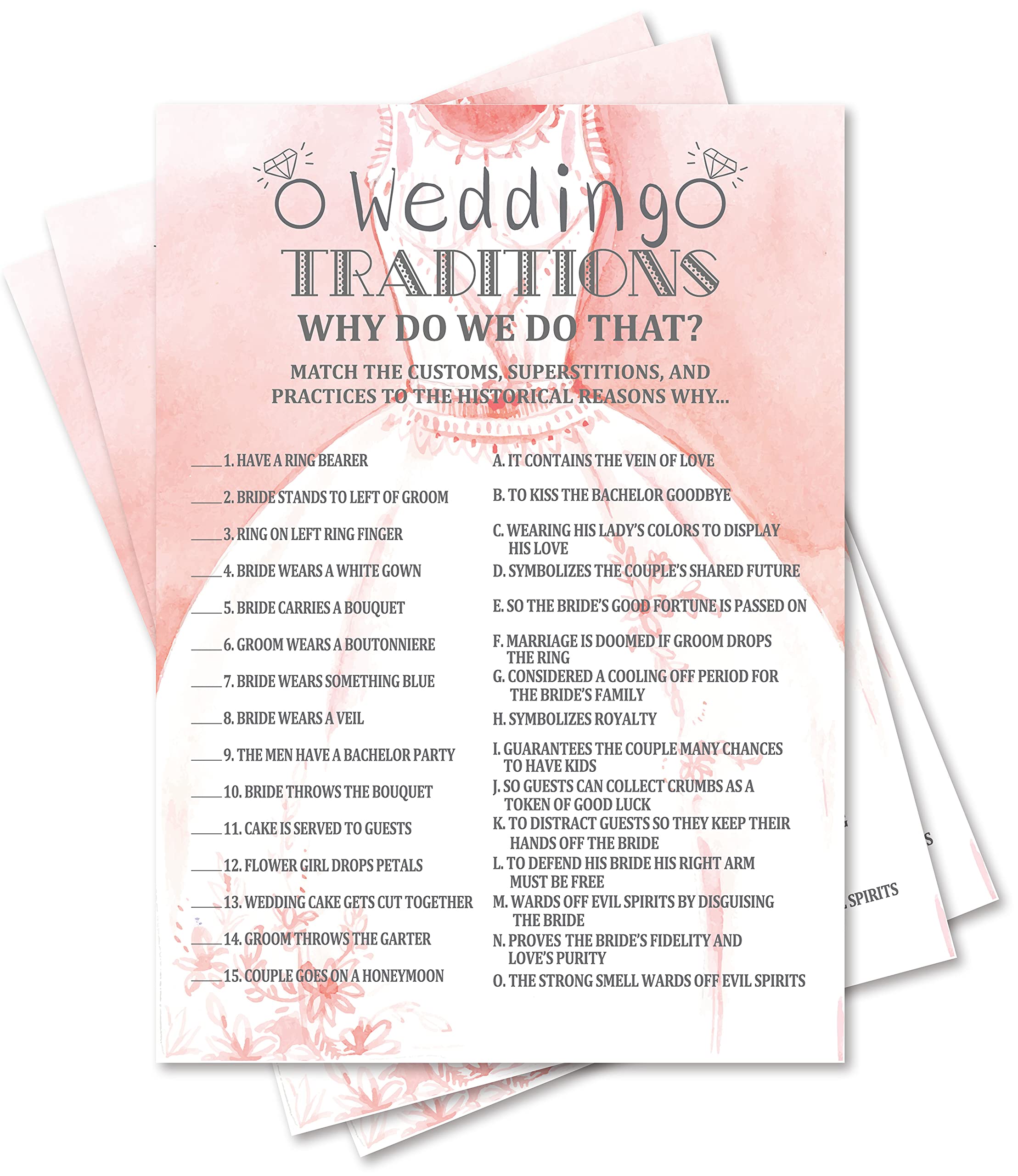 Photo 1 of Bridal Shower Games, Wedding Party Games, (Wedding Traditions), Bridal Shower Decorations, Gift – 30 Cards per Set (Suit016)