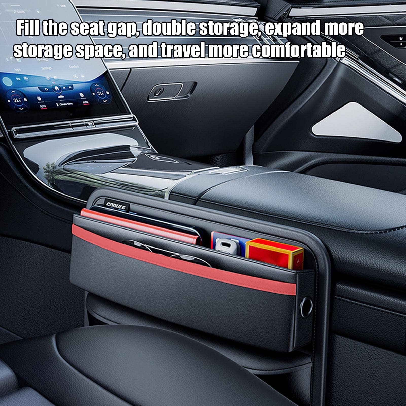 Starnearby Organisateur Latéral Pour Siège De Voiture, Boîte De Rangement Pour Espace De Siège, Poche De Rangement Avec Porte-Gobelet