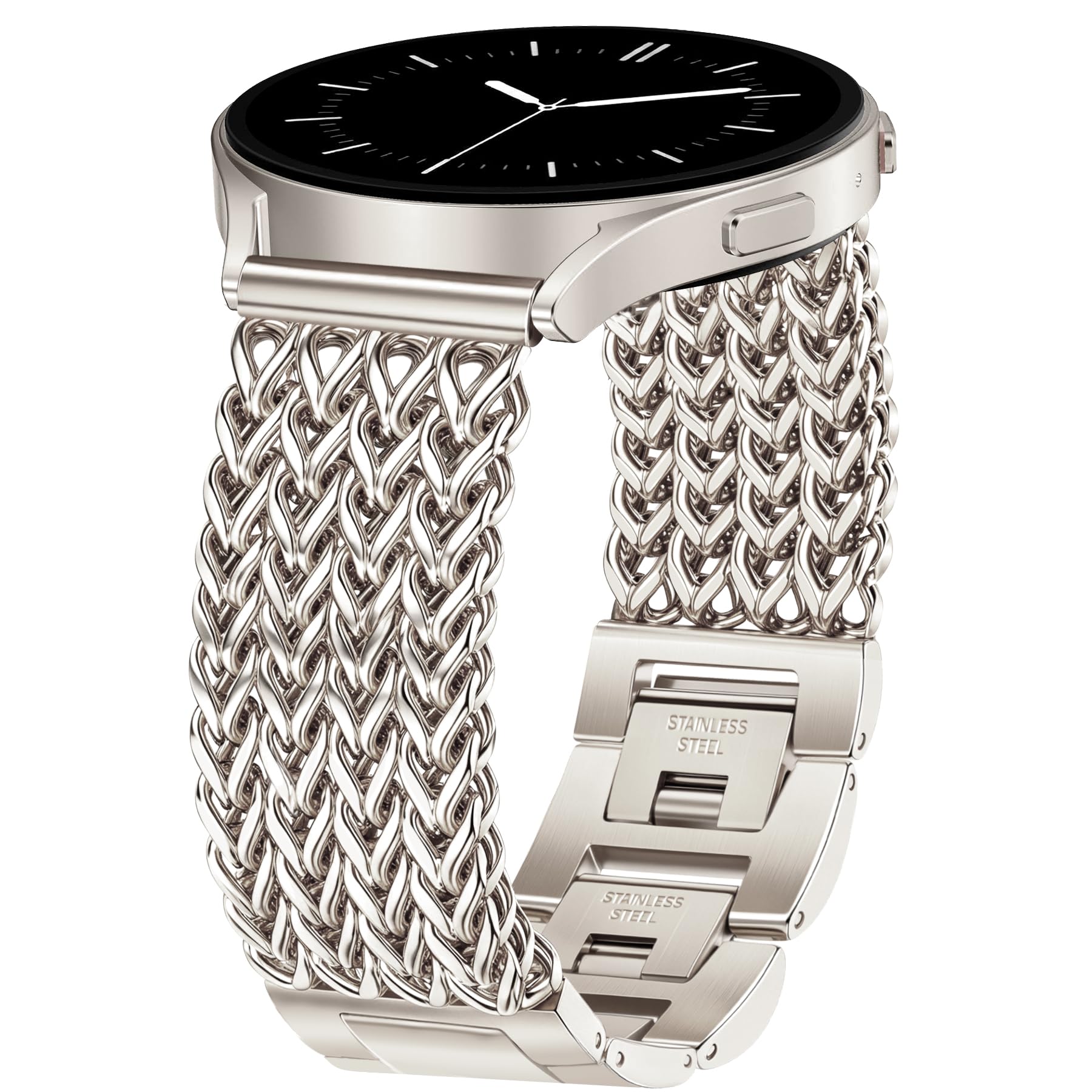 JR.DM Starlight Bracelet de montre en métal de 20 mm pour femme – Bracelet élégant en acier inoxydable compatible avec Samsung Galaxy Watch 7/6/5/4/Active 2/4 6 Classic/5 Pro/FE 40 mm, 42 mm, 43 mm