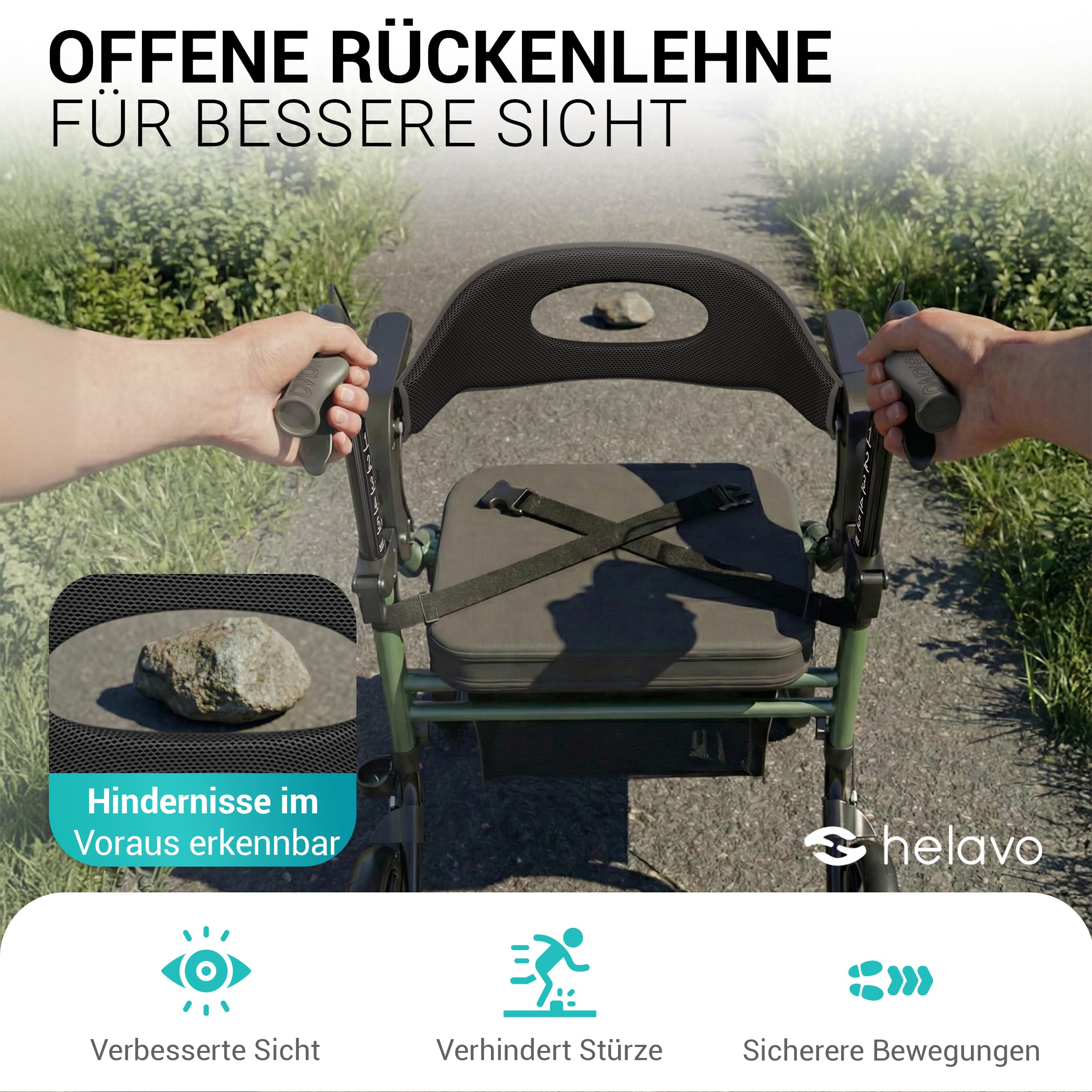 Helavo 2-in-1 Rollator und Rollstuhl mit All-Terrain-Rädern - Leichter Rollator mit Rollstuhlfunktion, Faltbar, Höhenverstellbar, Bis 136 kg Belastbar | Aluminium 2-in-1-Rollator mit Fußstützen - 10" Vollgummireifen für jeden Untergrund - 136 kg Traglast