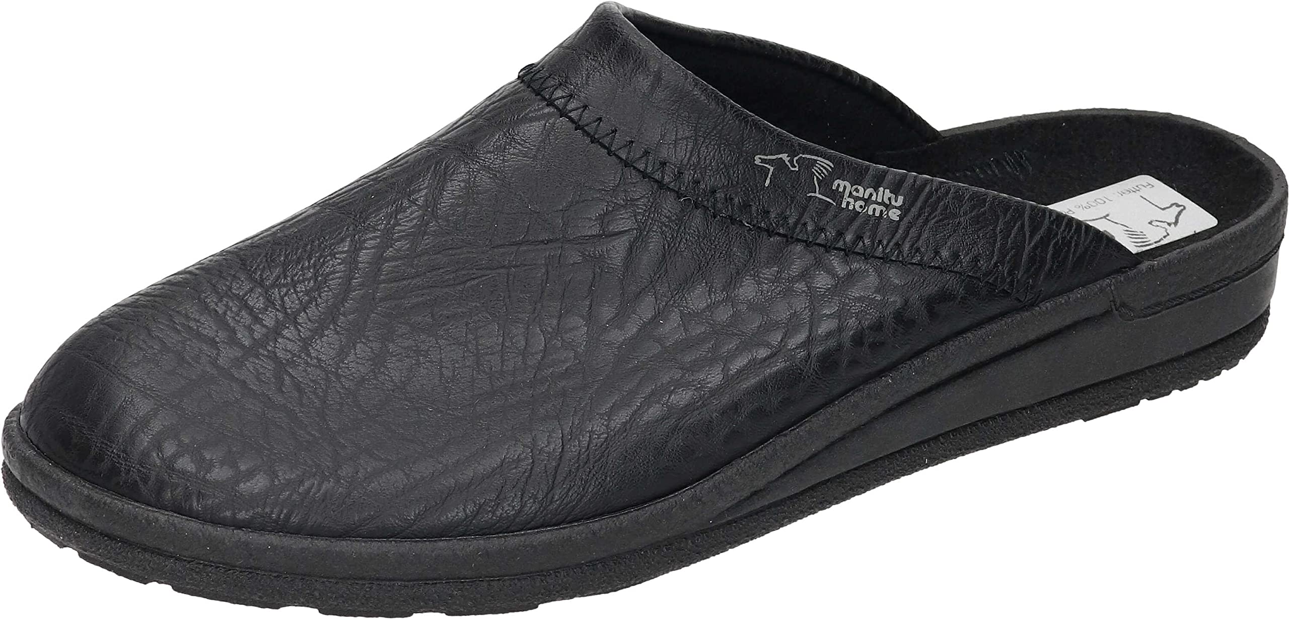 Manitu Home Men's Mules Slippers, Black, 9.5 UK