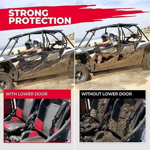 Miniatura 2 de KEMIMOTO Puertas inferiores compatibles con RZR XP4 1000, insertos de panel de puertas inferiores de plástico con marco de acero de aleación de