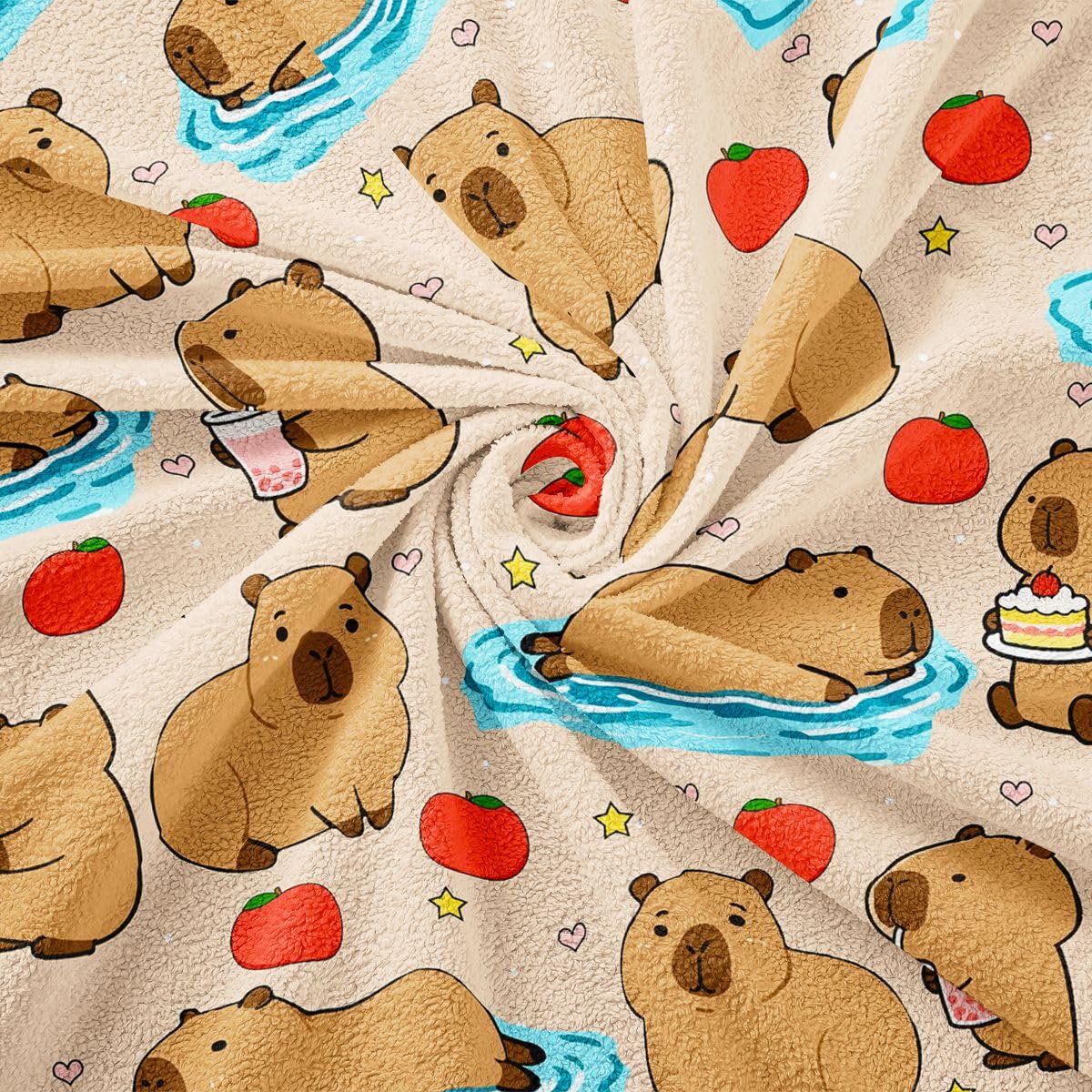 Homewish Capybara pokrowiec na kanapę kreskówka kapibara pokrowiec na sofę urocze zwierzę ochraniacz na kanapę pomidor gwiazdy miłość serca dekoracja narzuta na sofę 180 x 300 cm