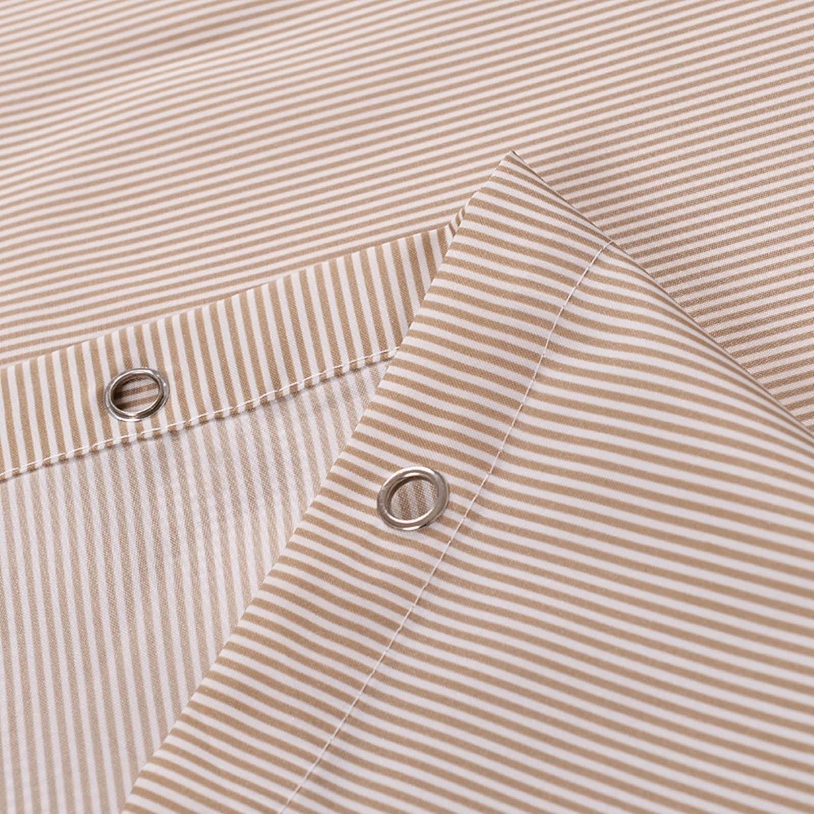 Tenda Doccia 200 x 220, Poliestere Beige Motivo a righe bicolore Tenda da bagno con ganci in metallo e plastica