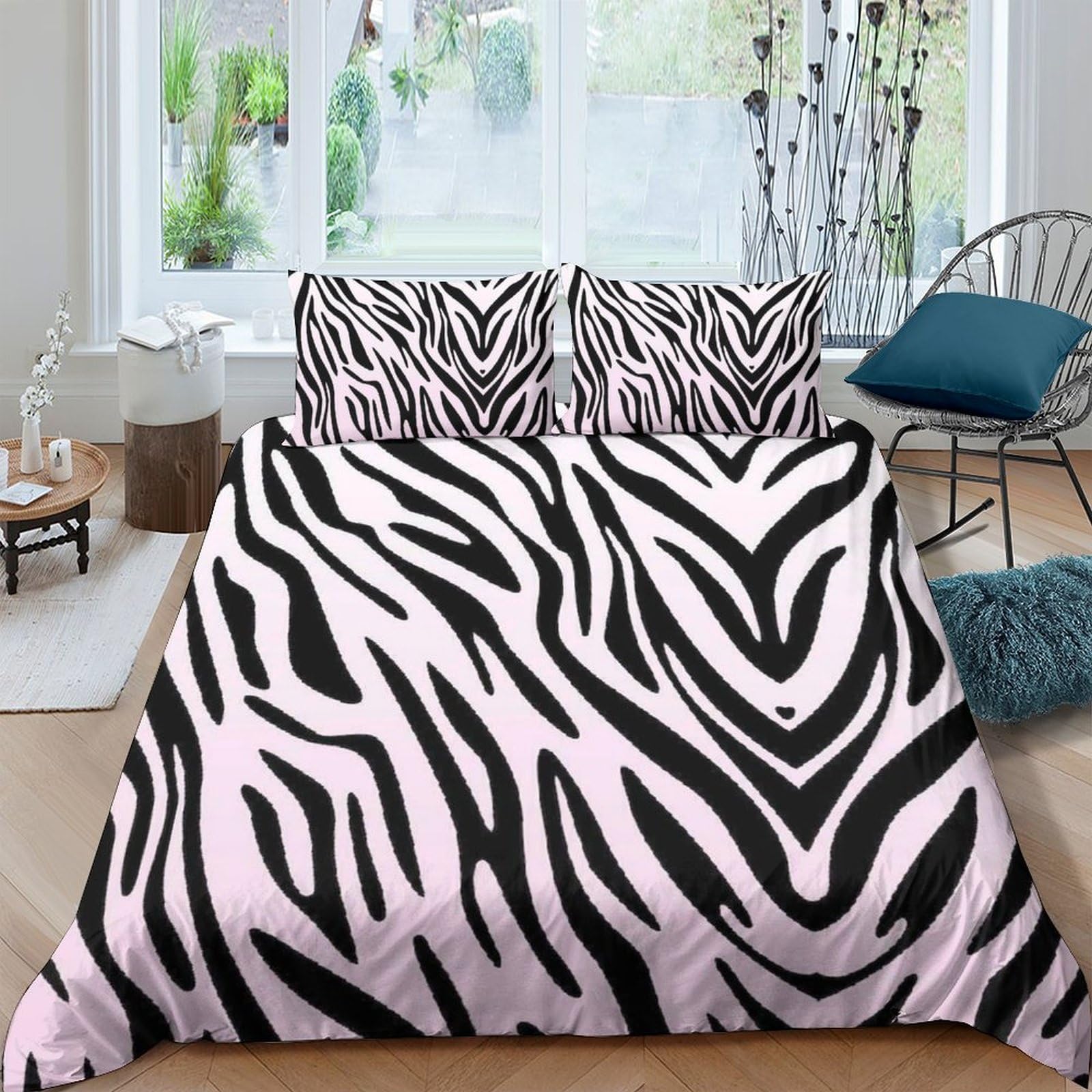 Ctjqhvkz Style-10 3D Printed Zebra Stripes Fitted Sheet Microfiber Soft Pink Animal Pattern Mattress Cover For Bedroom Dorm Decorative Single（135X200cm）