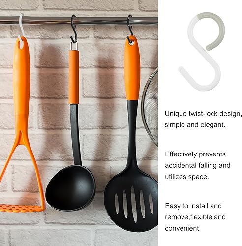 Miniatura 6 de HARFINGTON 6 ganchos de almacenamiento de plástico modernos en forma de S, ganchos colgantes de 3.5 pulgadas para cocina, armario, jardín, baño,