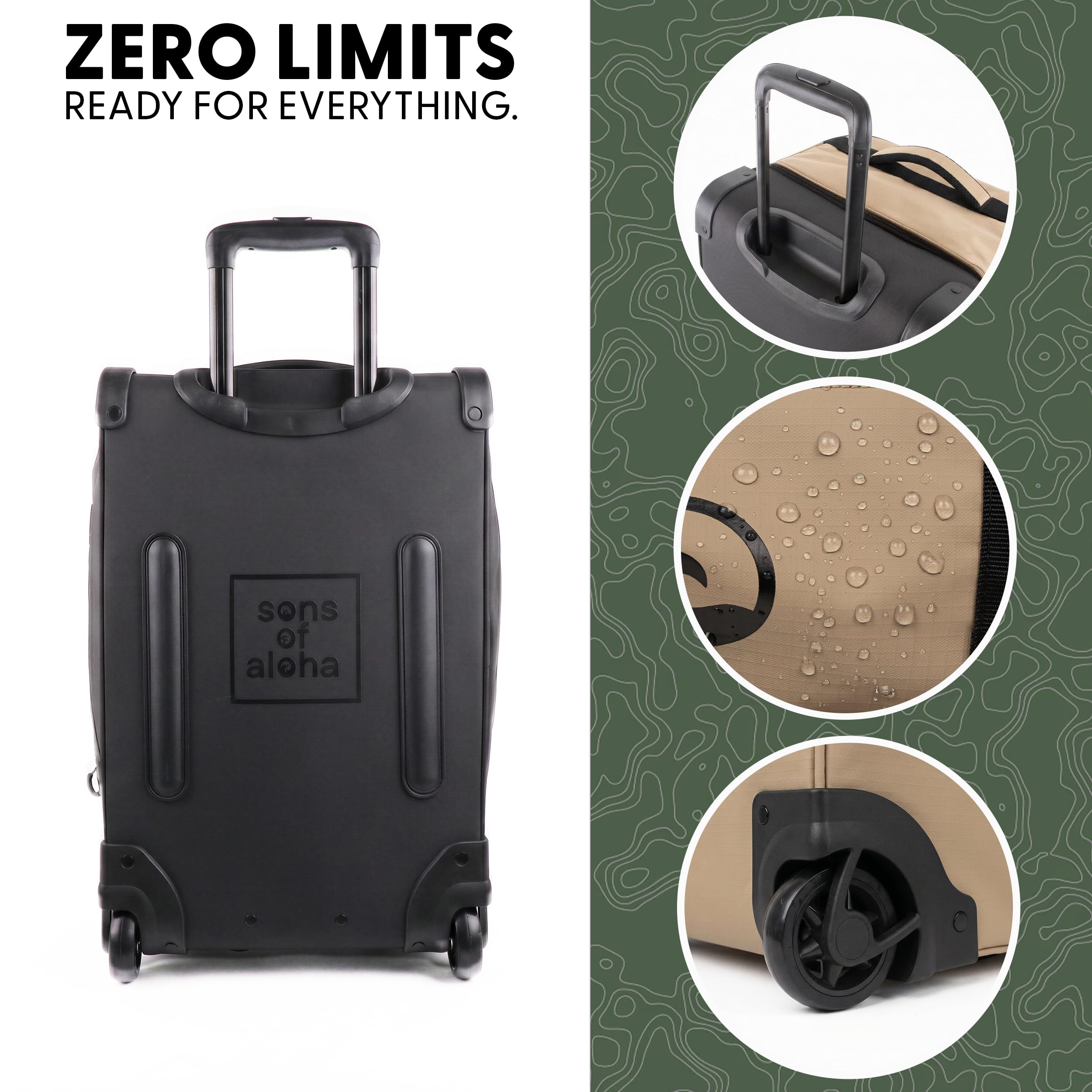 Bolsa de viaje XL con ruedas 3 en 1, mochila de viaje y carrito impermeable | Flow con compartimento para zapatos y esquinas protectoras para hombre y mujer | mochila de viaje de alta calidad Ripstop