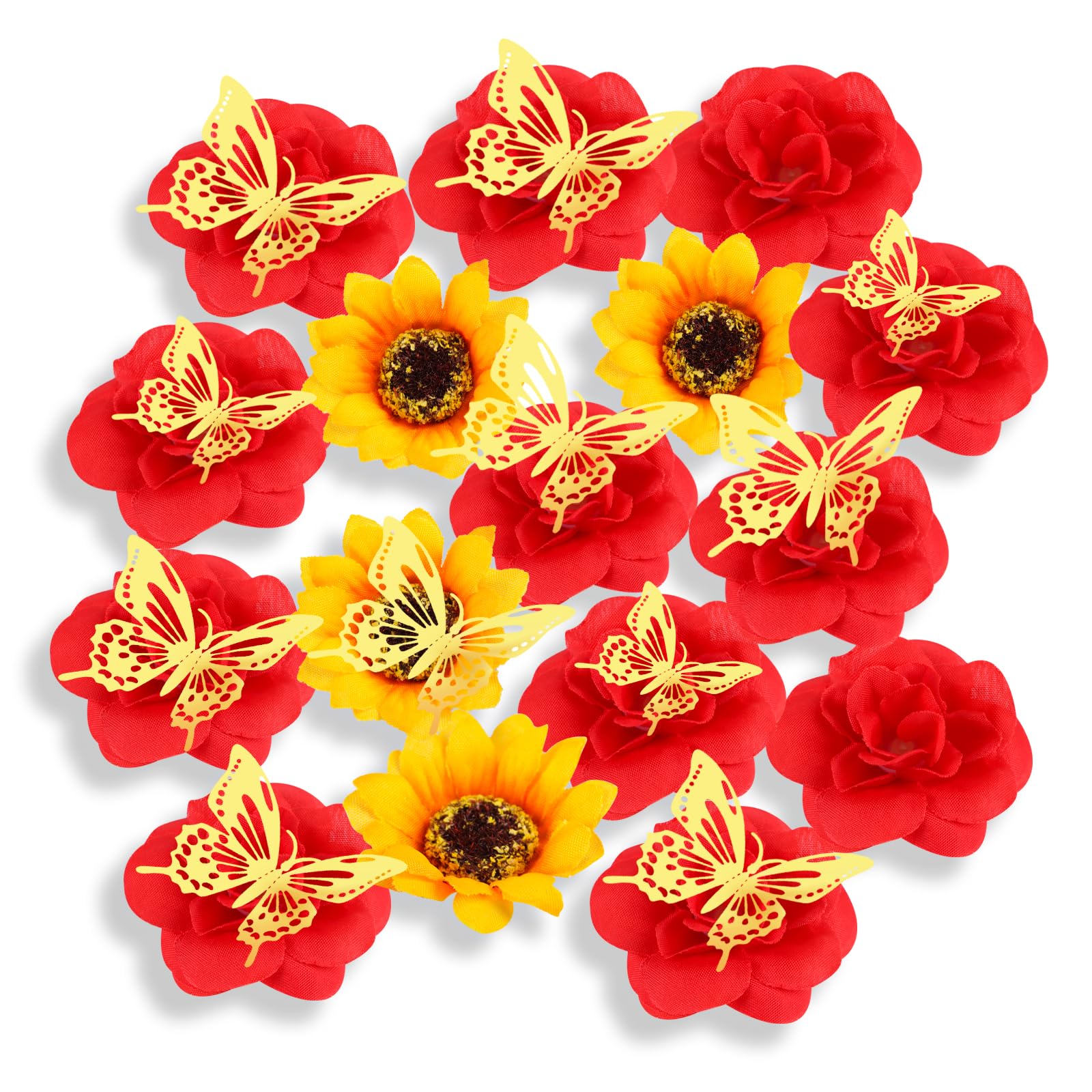 FOIMAS Graduation Cap Decoration Accessories,Faux Rose Sunflower 3D Butterfly Grad Hat Decor for 2026 Graduation Cap Topper Decoration Supply