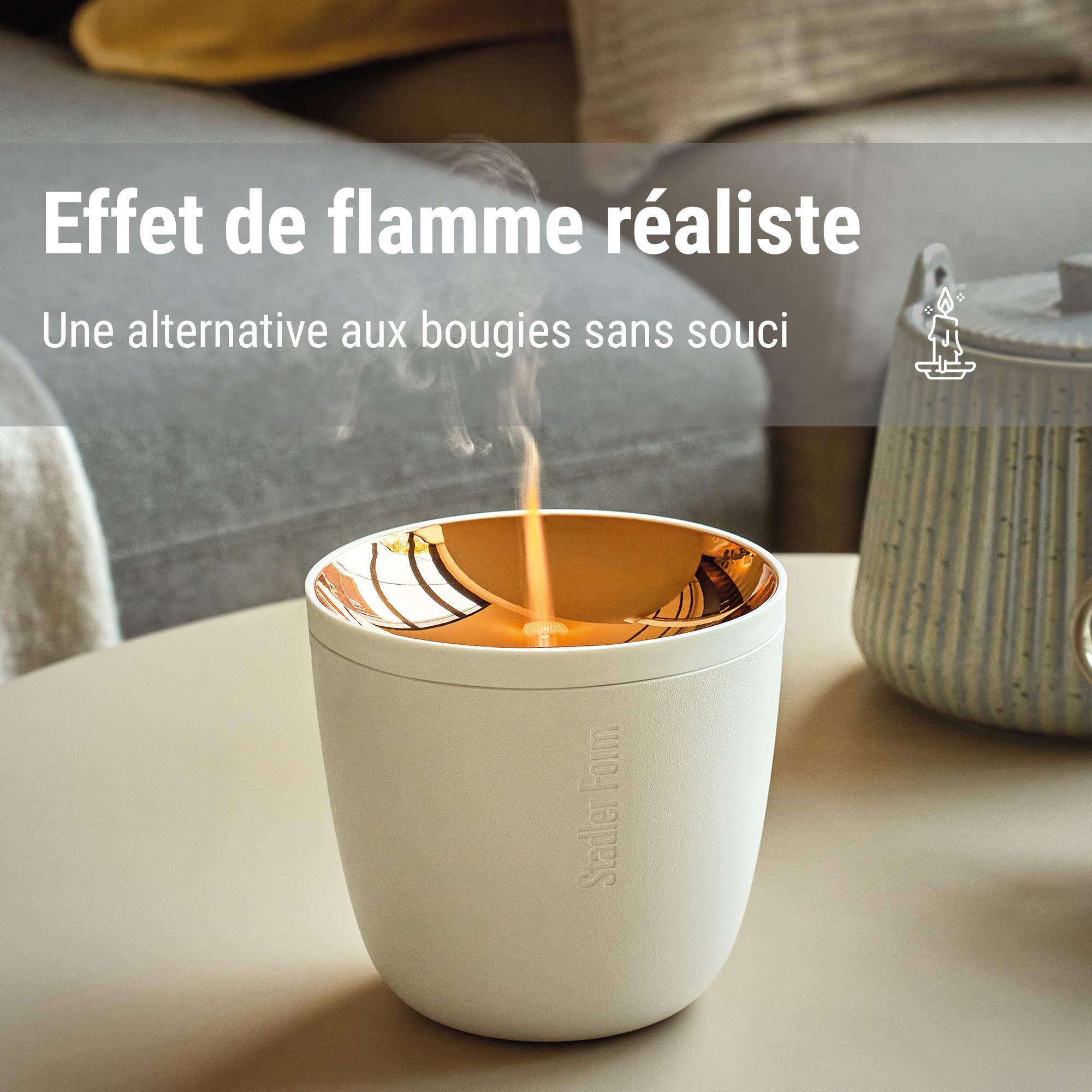 Stadler Form diffuseur d’arômes Zoe Mobile, sans Fil, Effet Flame | Avec batterie rechargeable, jusqu’à 6 h d’autonomie, pour huiles essentielles, diffuseur d’aromathérapie à ultrasons, noir