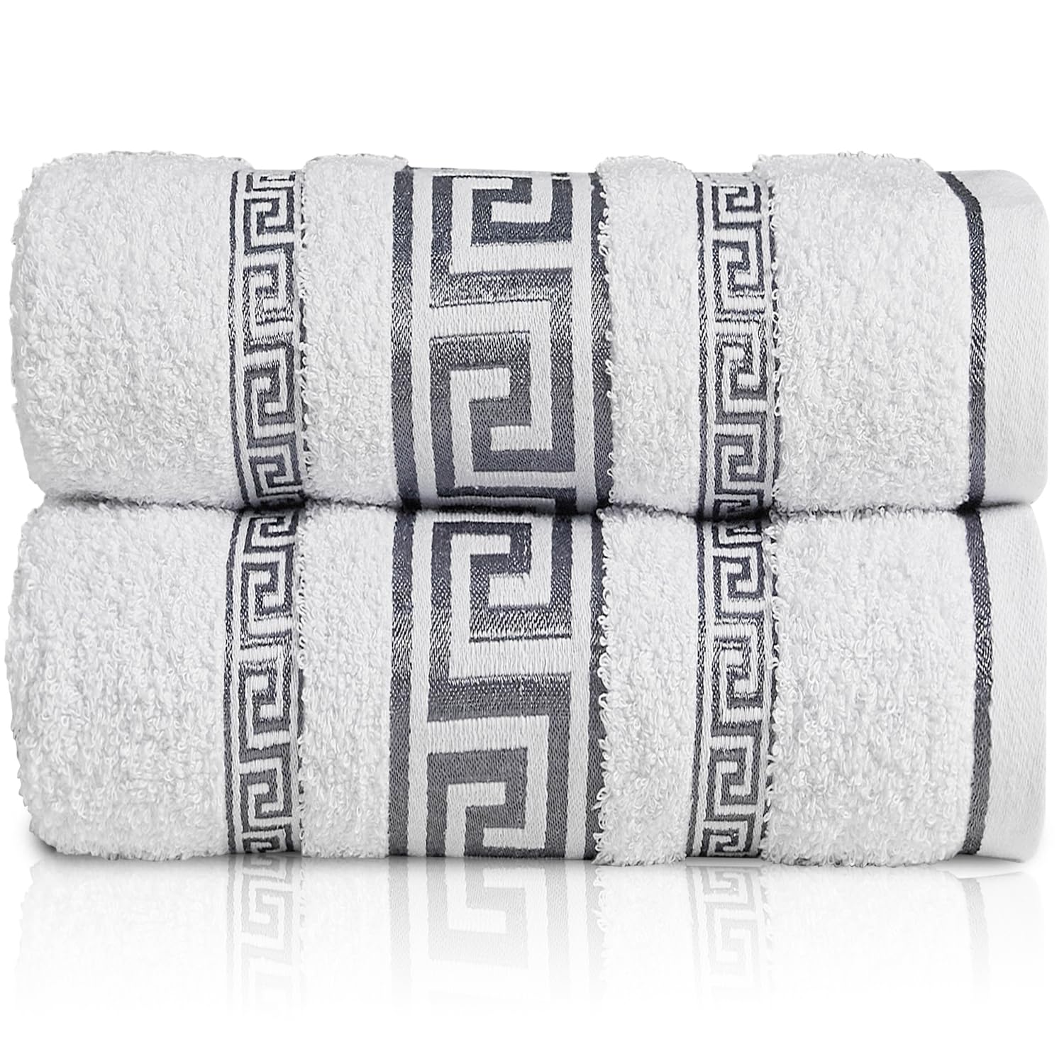 GC GAVENO CAVAILIA Lot de 2 draps de Bain grecs Extra Larges à séchage Rapide, Super absorbants, 100% Coton égyptien, Doux et Moelleux, pour Spa et hôtel (90 x 180 cm), Blanc