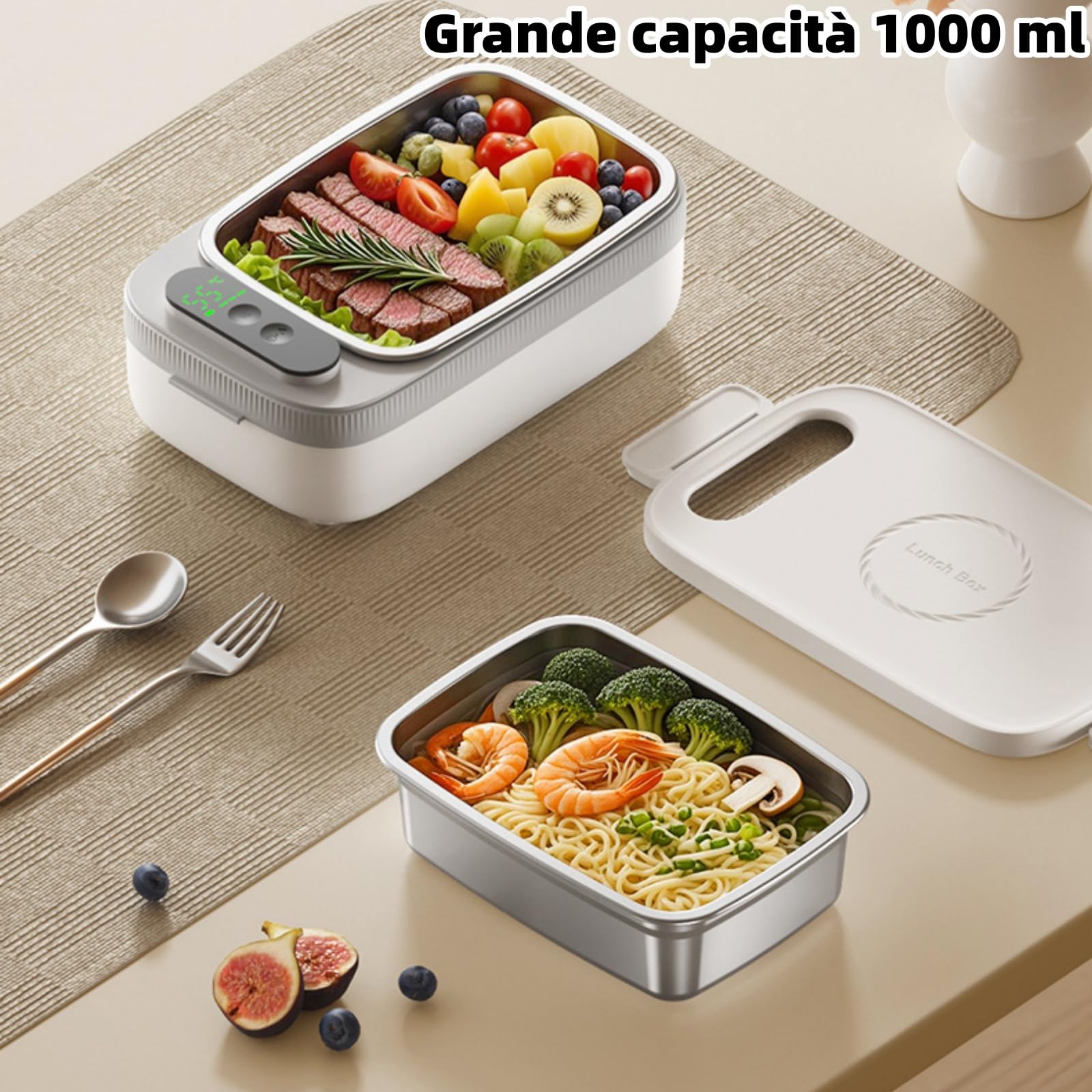 Generico Contenitore elettrico per il pranzo per adulti, scalda-cibo autoriscaldante, 7 impostazioni di tempo, 14000 mAh, ricaricabile tramite USB, portatile, per ufficio, esterno, studenti
