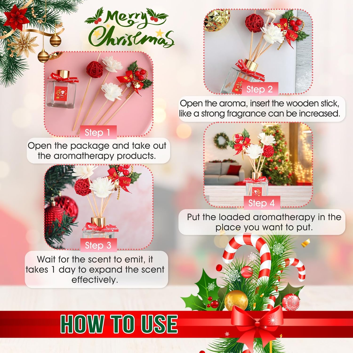 Christmas Reed Diffuser for Home - 50 ml Scented Oil Diffuser With Sticks for Bedroom, Bathroom, Office - Image 6