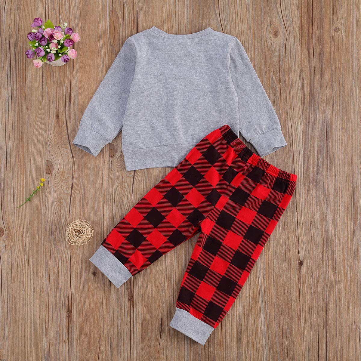Sudadera de algodón a cuadros de manga larga para bebé, niño y niña, conjunto de dos piezas, ropa de otoño e invierno