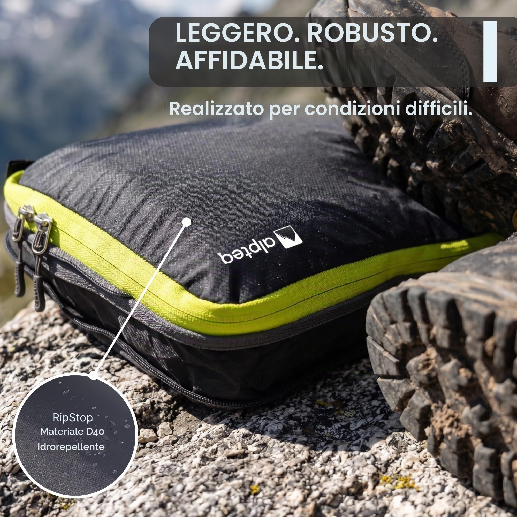 Sacchetti professionali a compressione – Set di 5 pezzi ultraleggeri per valigie Packing Cubes in tessuto impermeabile, cubo per viaggi e zaino
