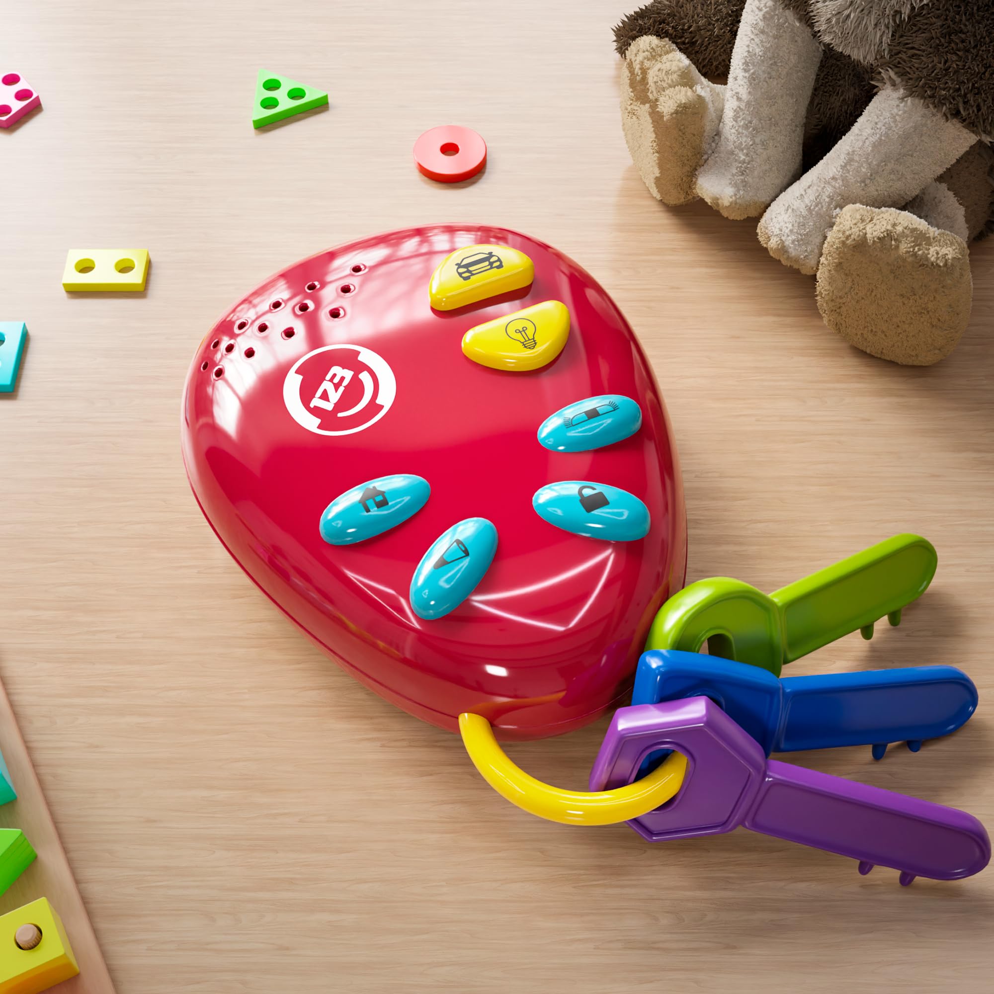 Lollipop Kids Car Keys Sensory BabyToy: Teething Keys, Baby Rattle, All in One! Sensory Toys for Babies and Toddlers. Adventure Ready Batteries Included