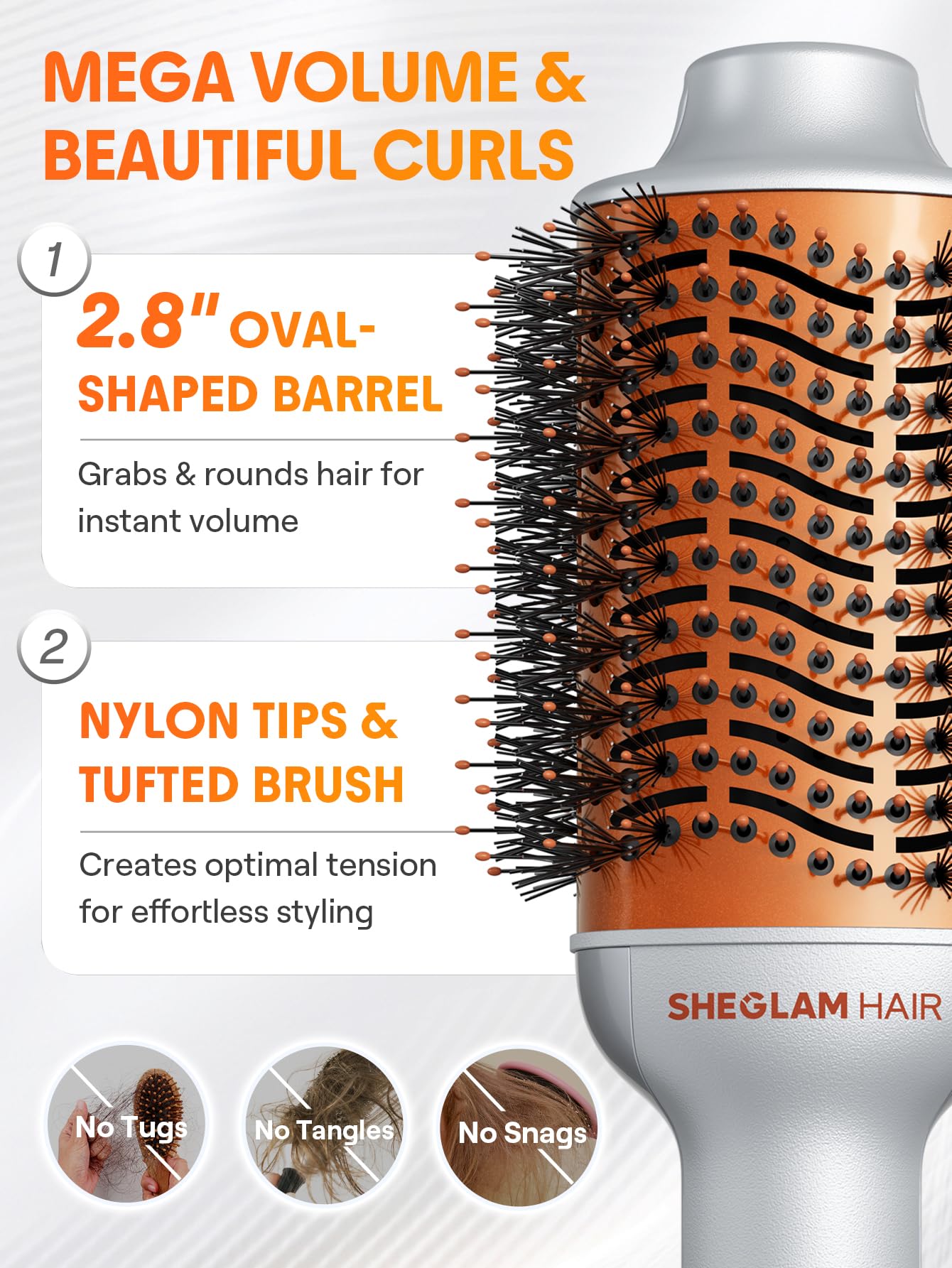 SHEGLAM Blowout Bliss Spazzola ad aria calda 4 in 1 – Asciugatura, Levigatura, Loop e Volume con cura lucida, spazzola termica, asciugatrice e Styler