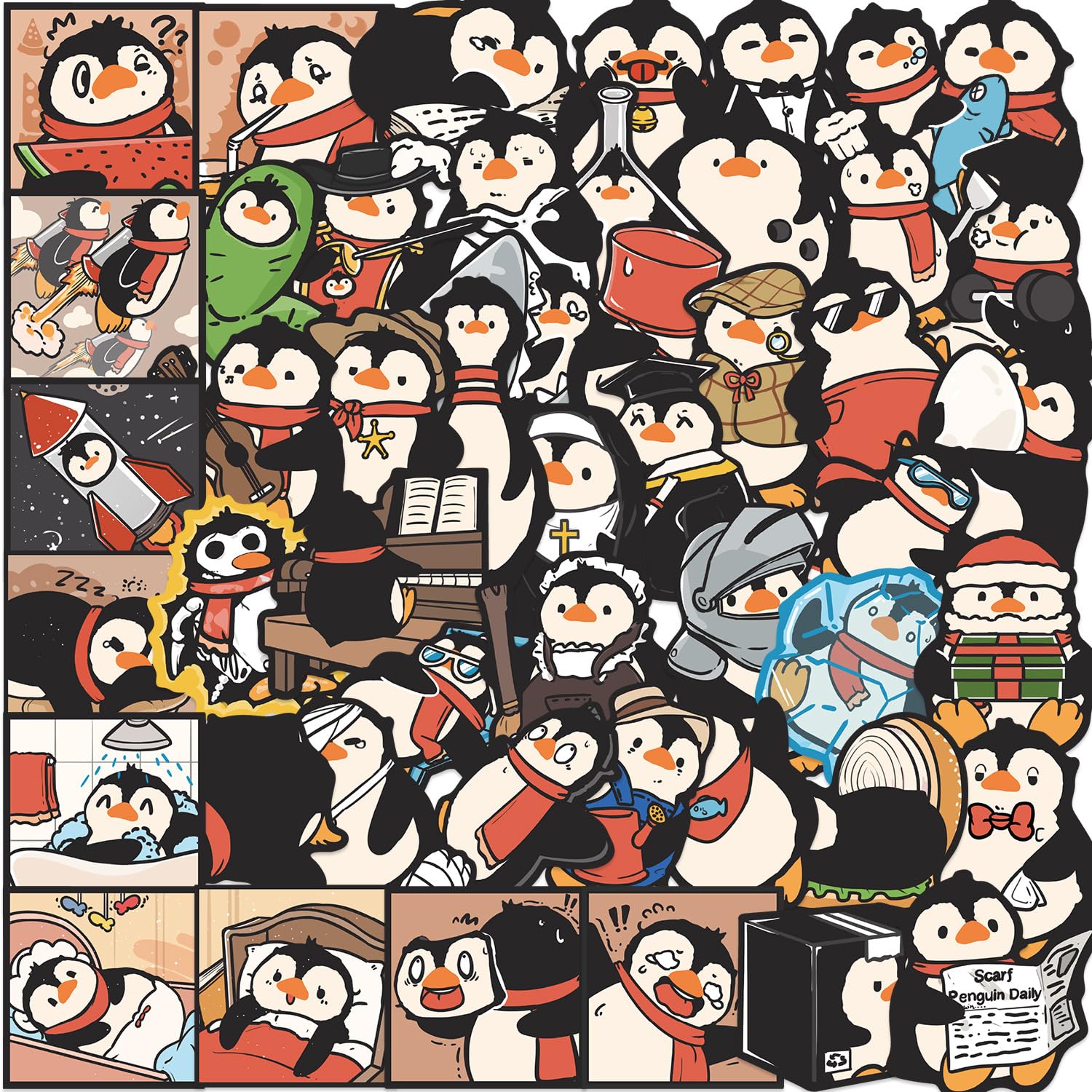 50Pcs Funny Penguin Stickers Laptop Car Scrapbook Phone Skateboard Suitcase Luggage Bike Penguin Stickers Vinyl Waterproof Aesthetic Personalised Stickers for Teens Boys Girls Adults - Image 3