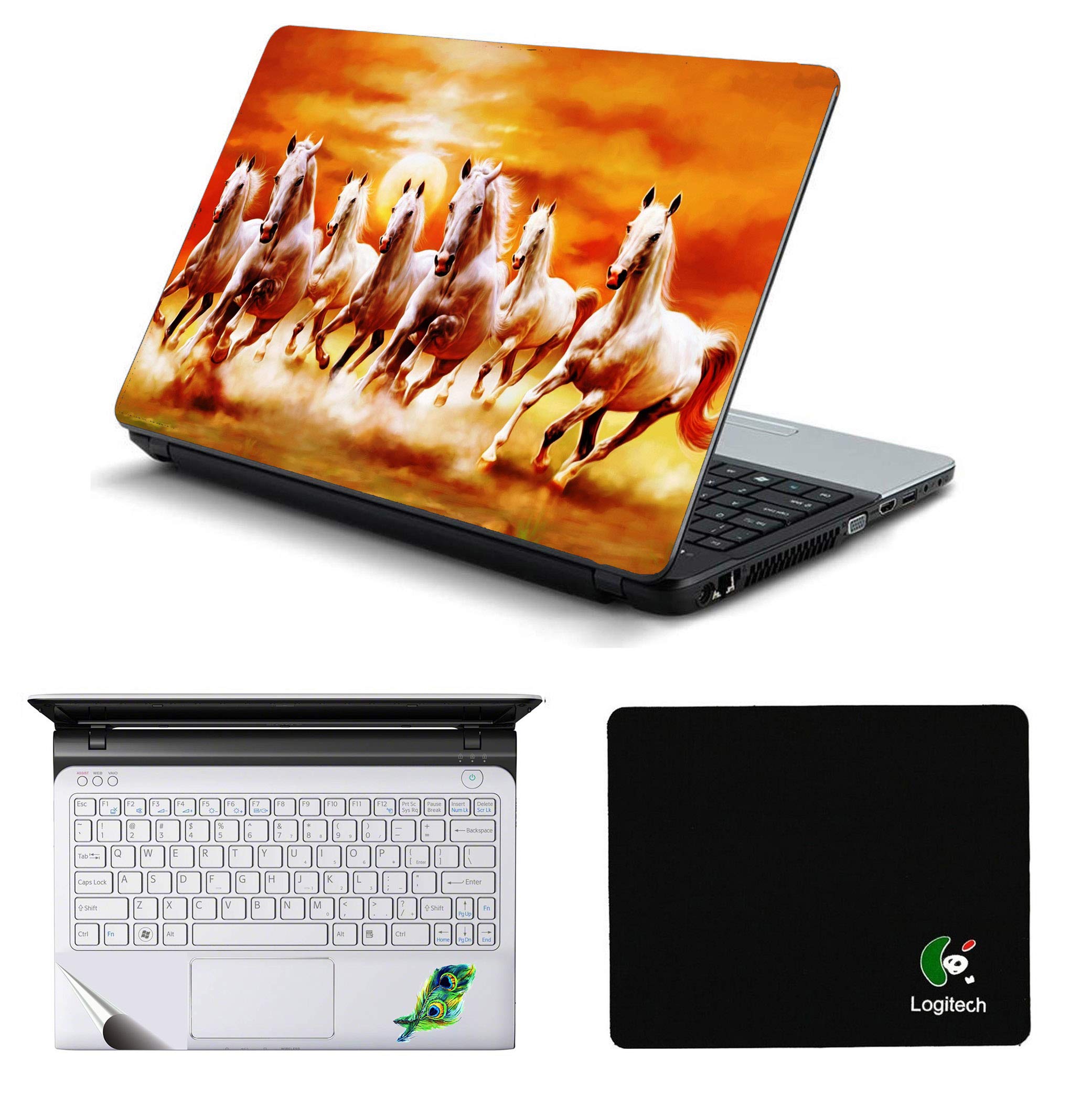 Namo Arts 3in1 Laptop Accessories Kit - White Horses Skin Sticker, Mouse Pad and Palmrest Skin for HP-Dell-Lenovo-Acer-Asus - 14 Inch Laptops ( 14 inch x 9.3 inch) (B07MBWKGJW) Amazon Price History, Amazon Price Tracker
