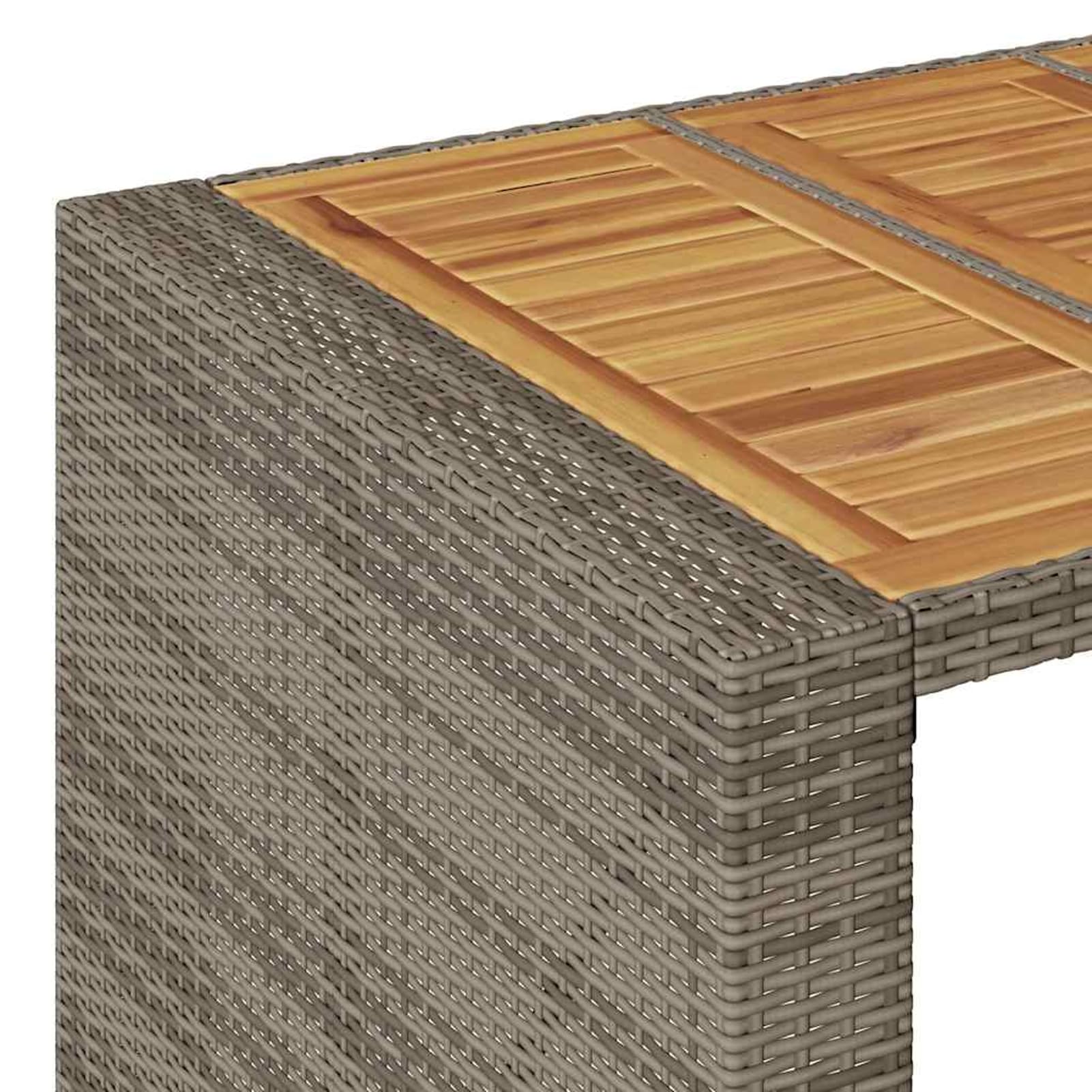 Homgoday Set Bar jardín sin Cojines 5 pzas ratán sintético Acacia Gris Barra Jardin Barra Bar Exterior mesas Altas y taburetes Dimensiones 145 cm
