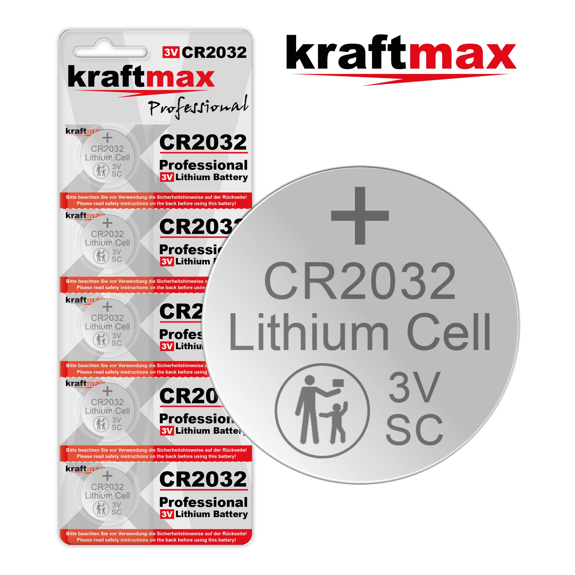 Kraftmax CR2032/CR123A Pila de litio, de alto rendimiento, para usos profesionales, 40 unidades
