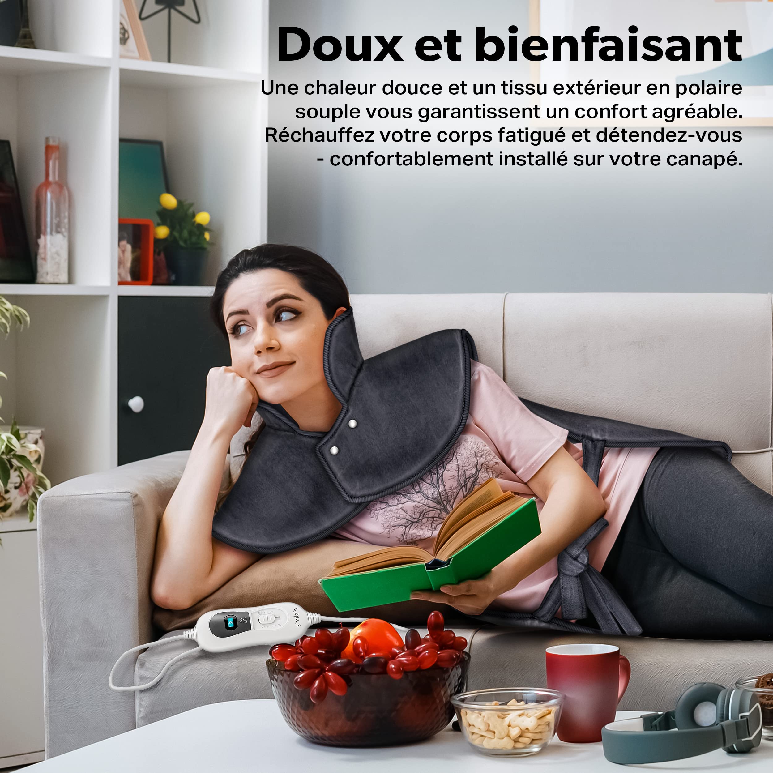 sinnlein Coussin Chauffant Electrique pour le Dos Nuque Épaules | Chauffage du Dos avec Arrêt Automatique & 6 niveaux de température