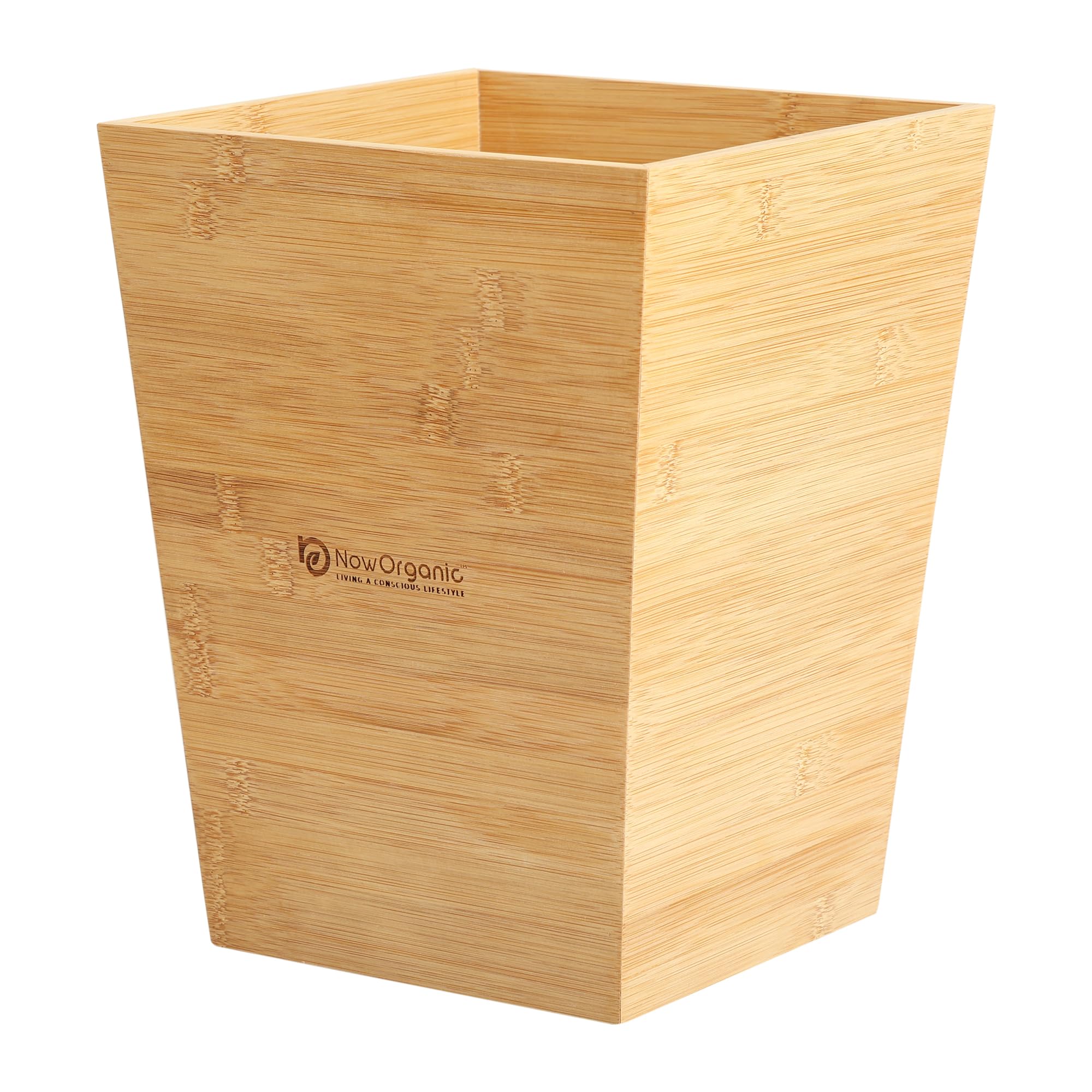 Now Organic Brand premium Natural Plastic free Bamboo Dustbin/Trash, Garbage bin waste Container for Bathroom | Room | Kitchen | Office | Small