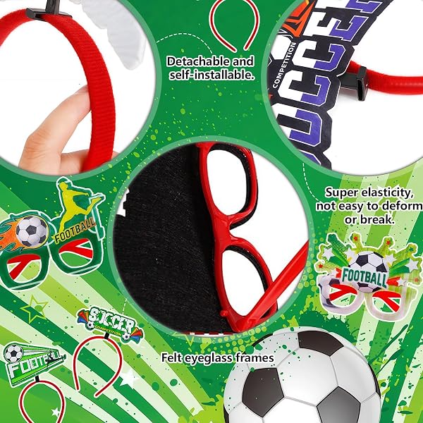 4 Pezzi Kit Tifoso Calcio con 2 Cerchietti e 2 Occhiali da Festa, Accessori Calcio per Europei e Mondiali, Gadget Tifosi per Stadi e Feste a Tema - 3