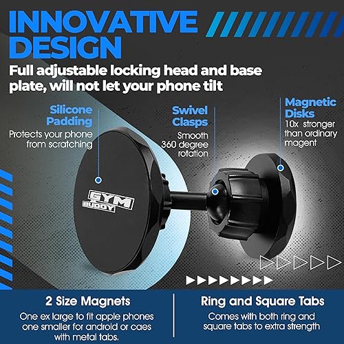 Miniatura 8 de Gym Buddy Soporte magnético para teléfono para gimnasio de alta calidad  Soporte magnético para teléfono resistente  Soporte magnético para teléfono