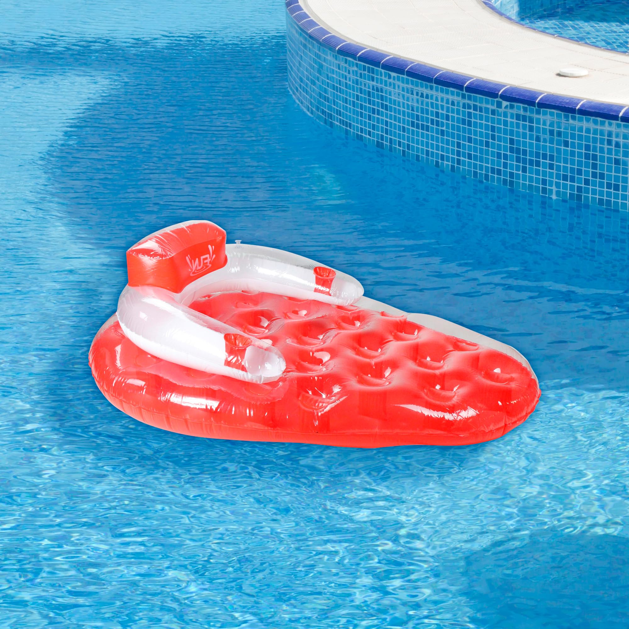 65'' Red and White Inflatable Strawberry Pool Water Lounge Float