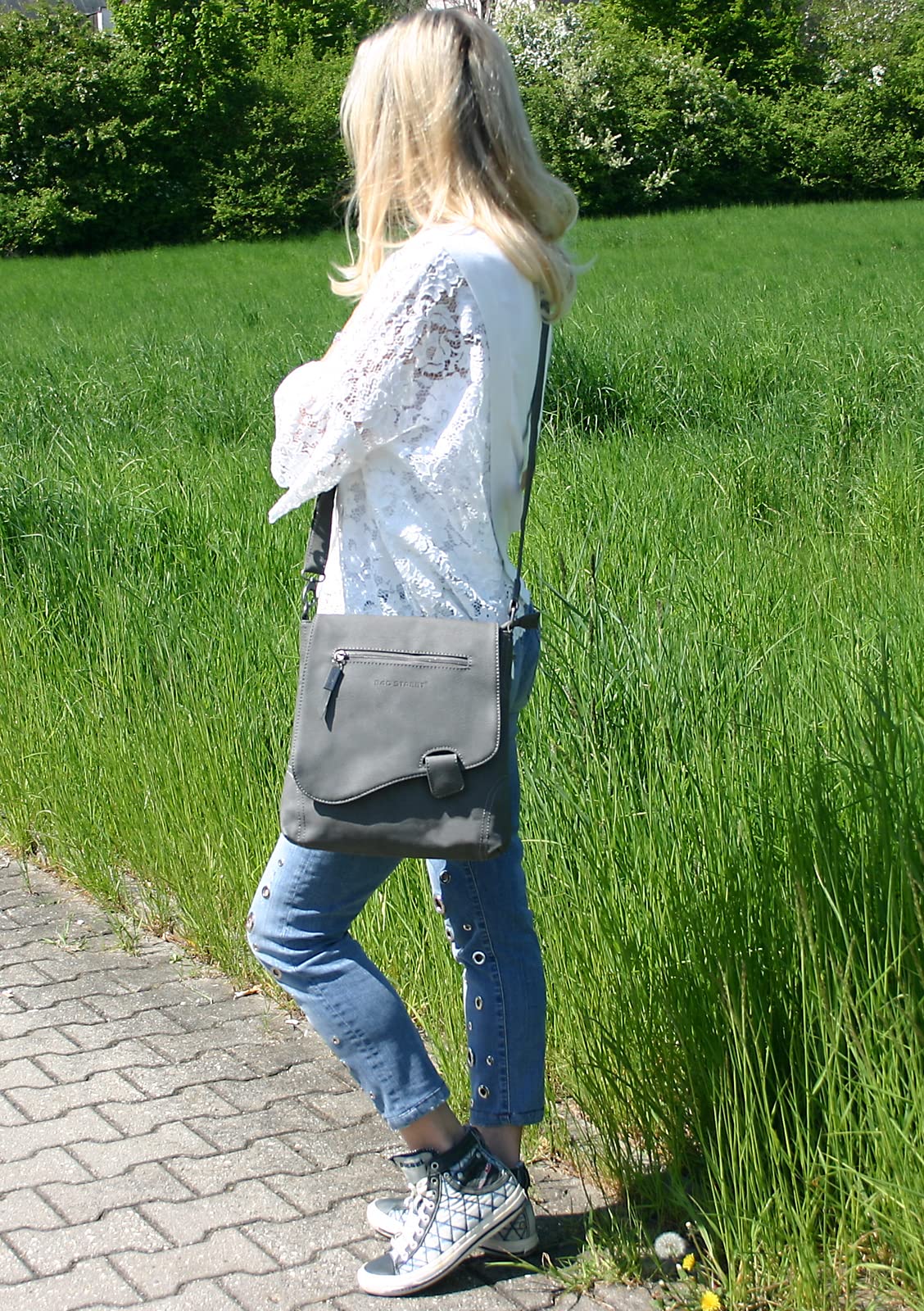 BAG STREET - Borsa da donna con chiusura a magnete e zip, borsa a tracolla