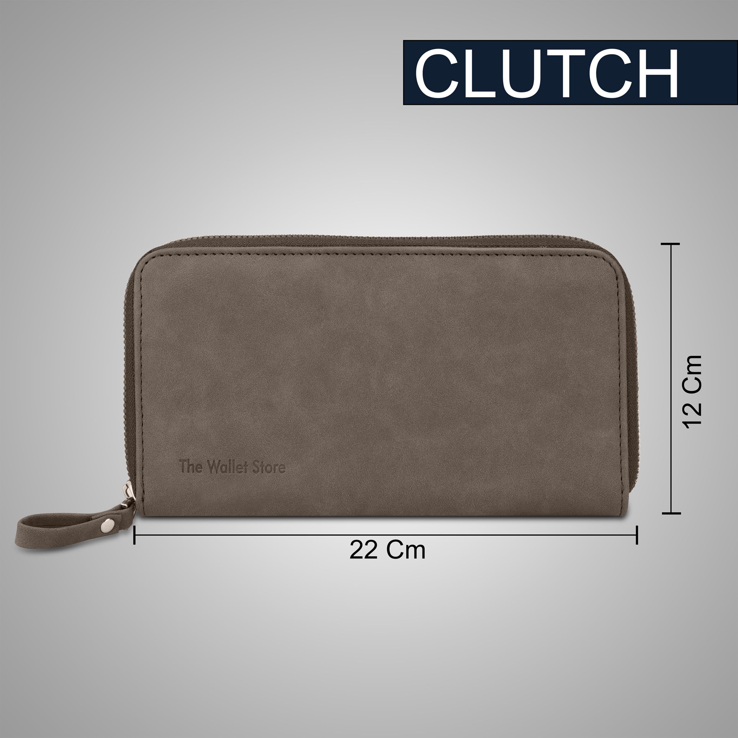 The Wallet Store Suede Leather Zipper Clutch For Her - Blue