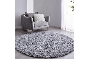 FJZFING Round Rugs 5x5 Ultra-Soft Cozy Shag Grey Rug