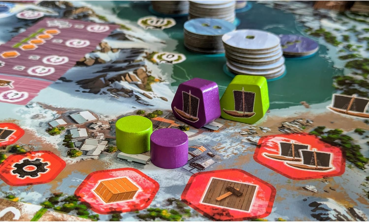 Saltfjord Board Game - Dice Drafting, Fishing and Village Expansion Strategy Game Set in 19th Century Norway, Ages 14+, 1-4 Players, 60 Minute Playtime, Made by Aporta Games