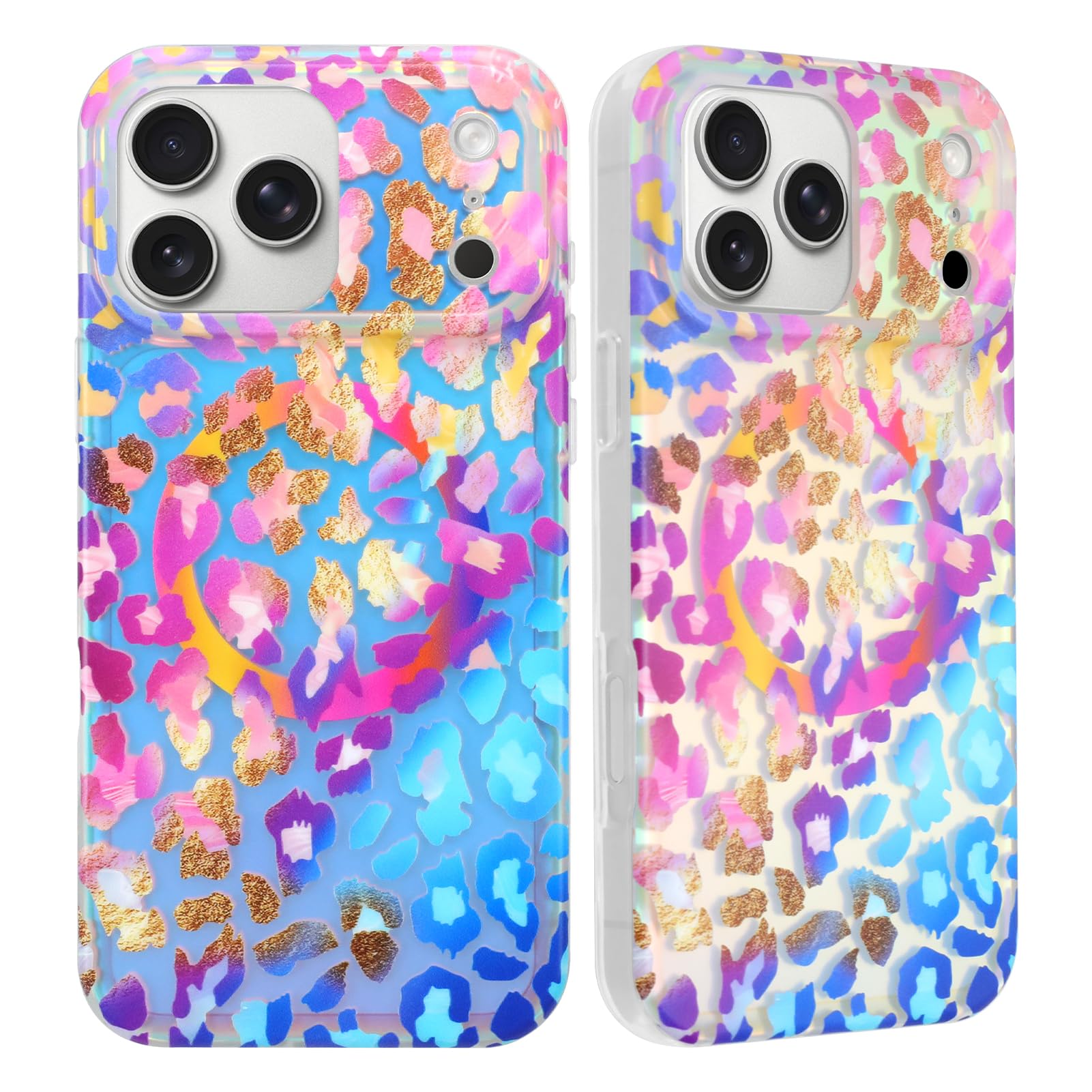 Bonita funda magnética para iPhone 17 Pro, estampado de leopardo