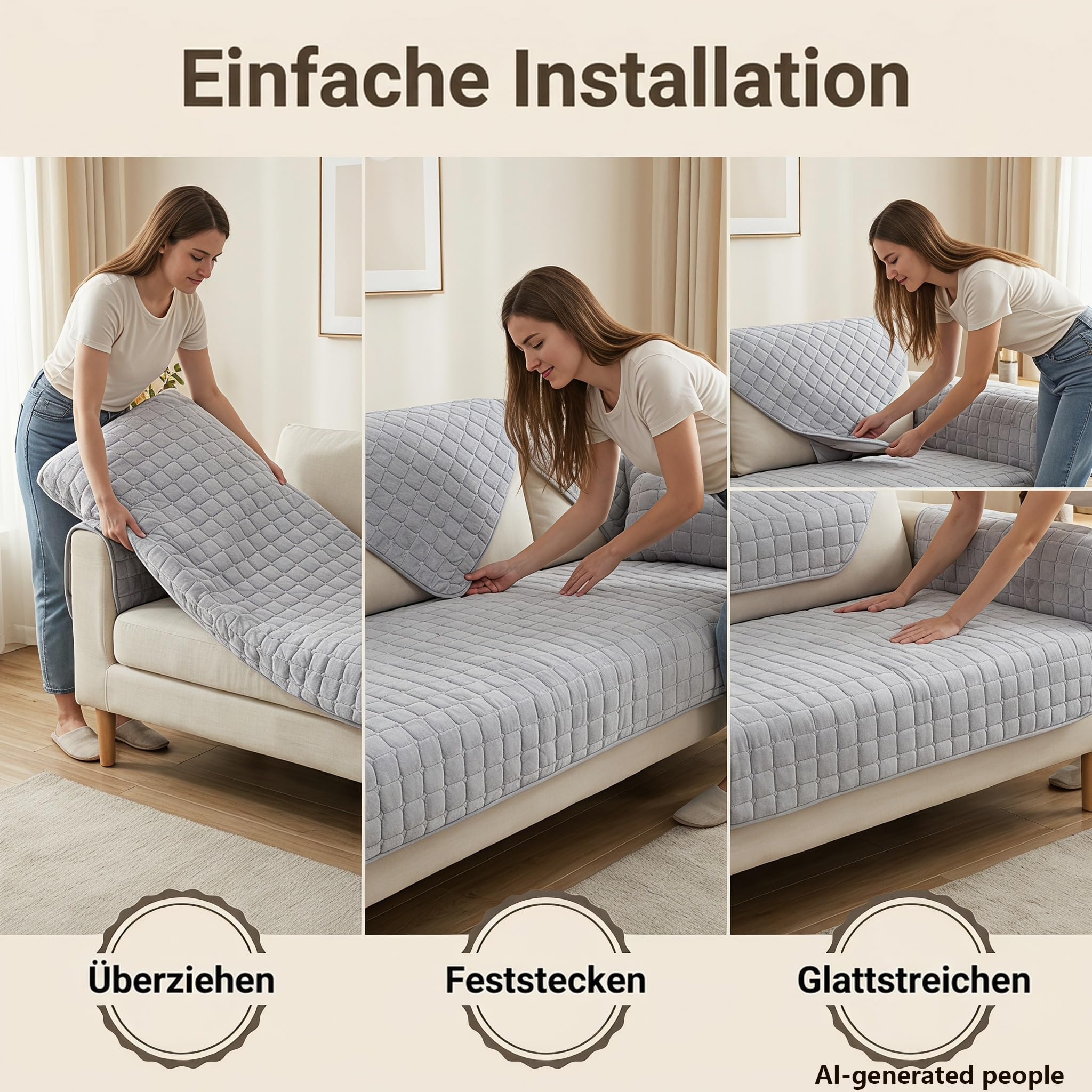 WYJHNL Sofabezug/Sofahusse, Sofabezüge/Schonbezüfe Super Weicher Flanell Dick Warm überwürfe/Sofaschoner Bequemer Plüsch rutschfest Decke Möbelschutz Für Wohnzimmer 110 * 160cm Light Grey