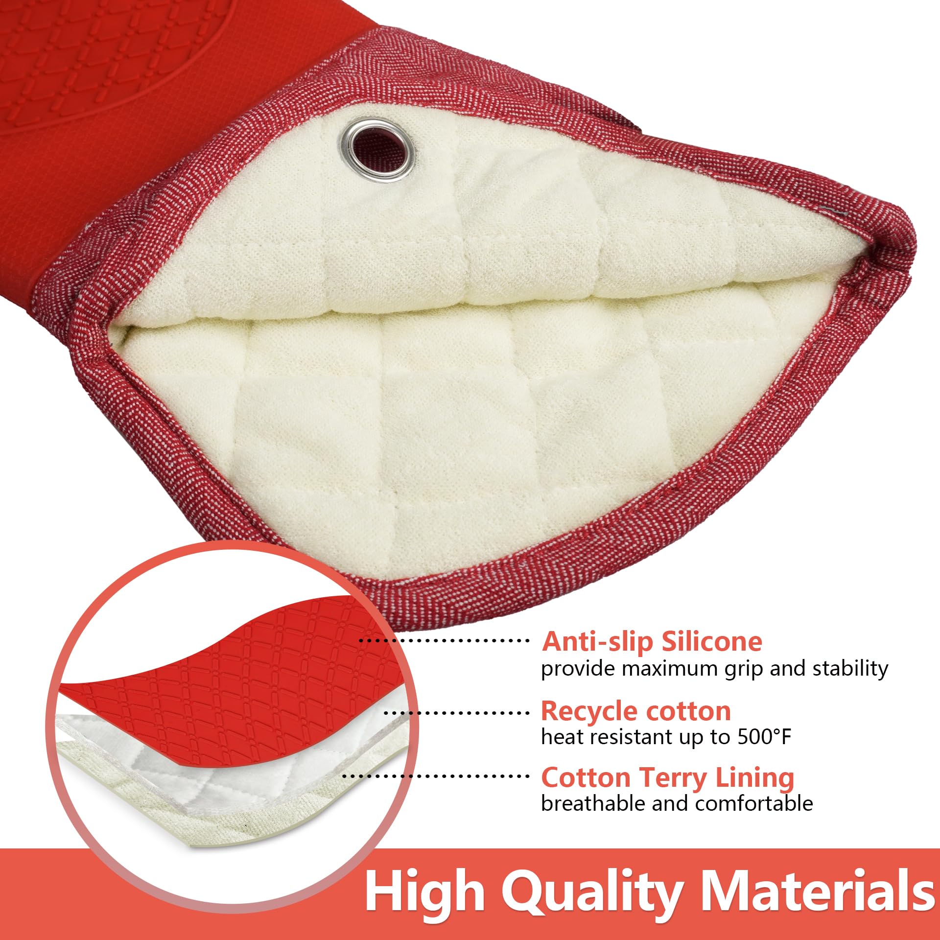 Lot de 2 gants de cuisine en coton résistant à la chaleur pour cuisine, barbecue, pâtisserie, grillades (petites fleurs