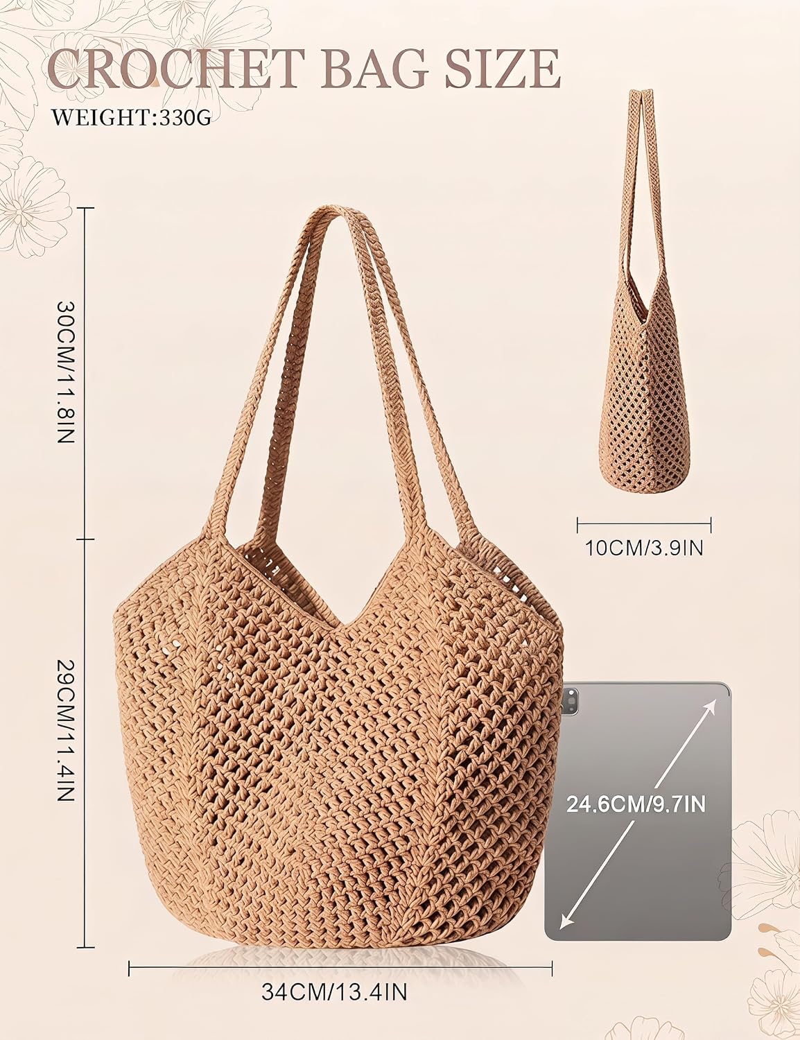 Beach Bags for Women with Zipper, Large Straw Bag Woven Tote Bag Straw Shoulder Bag for Summer Vocation