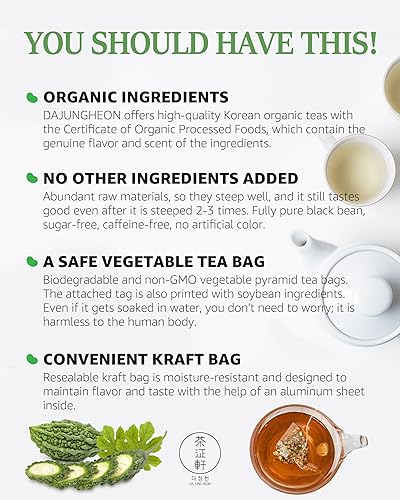 Miniatura 4 de DAJUNGHEON Té de melón amargo (1.0 onzas) 0.05 oz x 20 bolsas de té, té de hierbas coreano auténtico de primera calidad, caliente, frío, sin