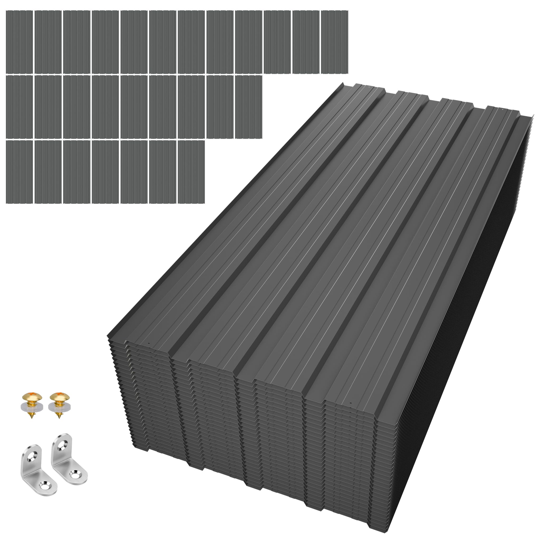 28 Pack Galvanised Corrugated Metal Roof Sheets 108×42.6cm for Shed,Grey