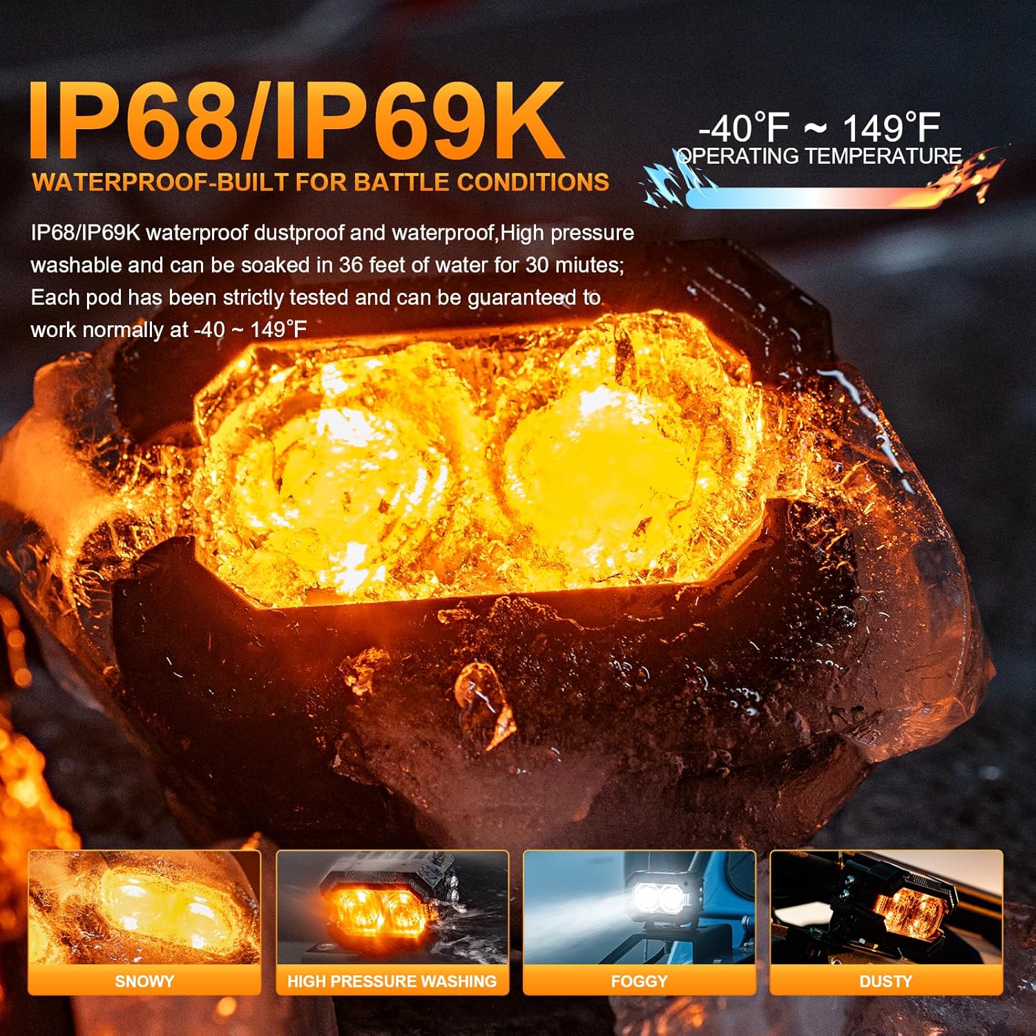 SUPAREE Recon 2 3-Inch LED Pod Lights with Black Covers,80W 7956LM Spot Beam&Amber DRL Combo Ditch Light,137°Wide Range IP68/IP69K Waterproof Cube LED Offroad Light for Offroad Truck ATV UTV Car Boat