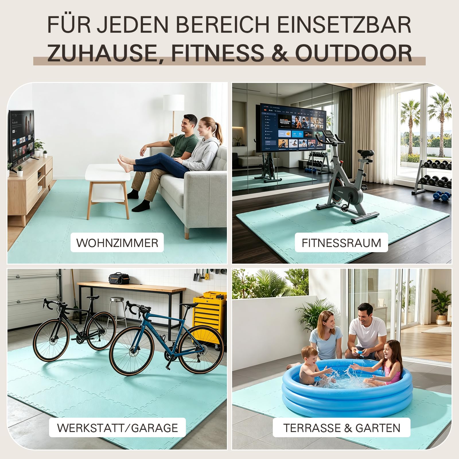 Mata ochronna, zestaw fitness [31 x 31 cm] – 24 puzzle – mata sportowa EVA, mata sportowa, mata do fitnessu, antypoślizgowa, mata podłogowa do siłowni i sprzętu fitness, mata chroniąca przed upadkiem