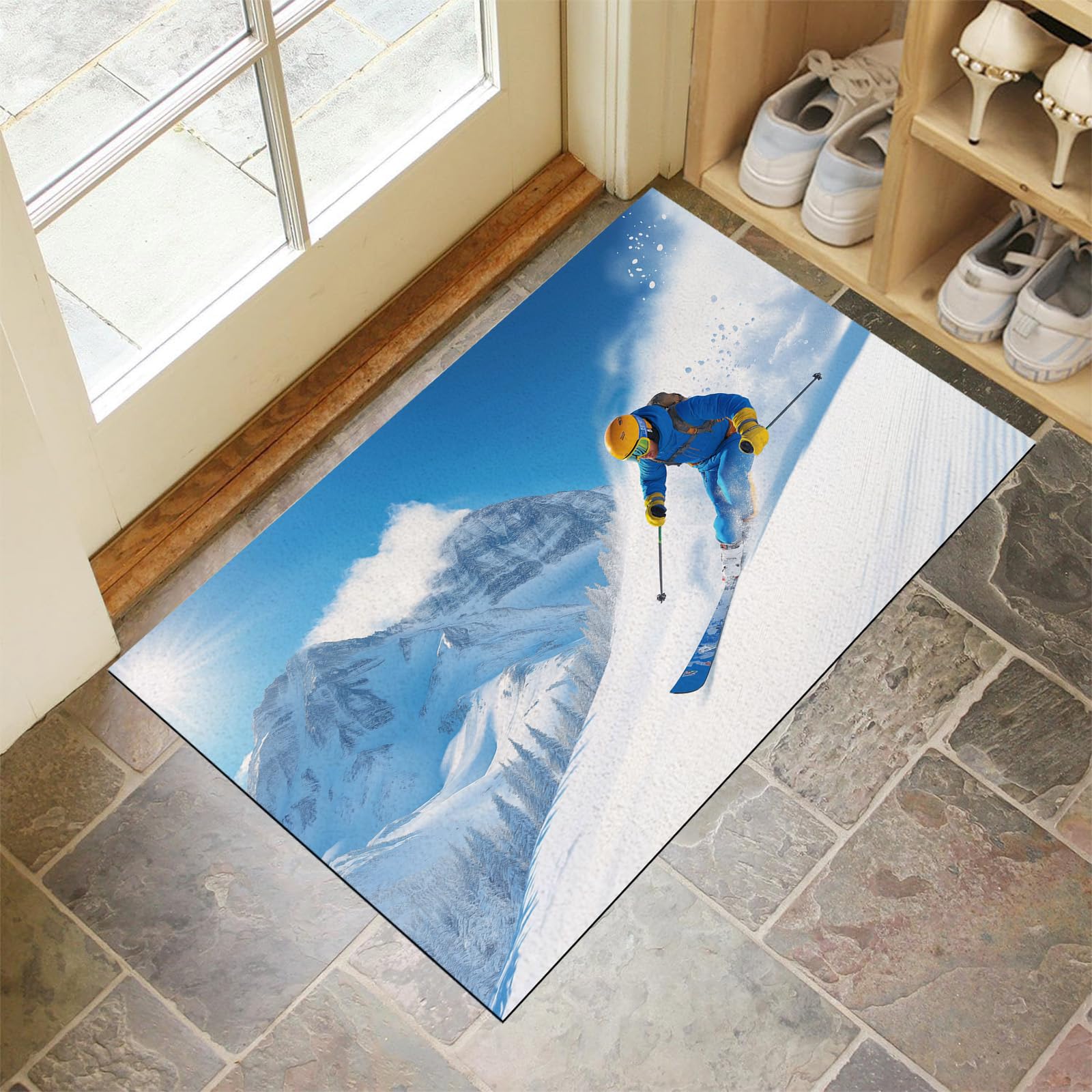 Tapis d'entrée absorbant avec microfibres douces pour chien et intérieur propre